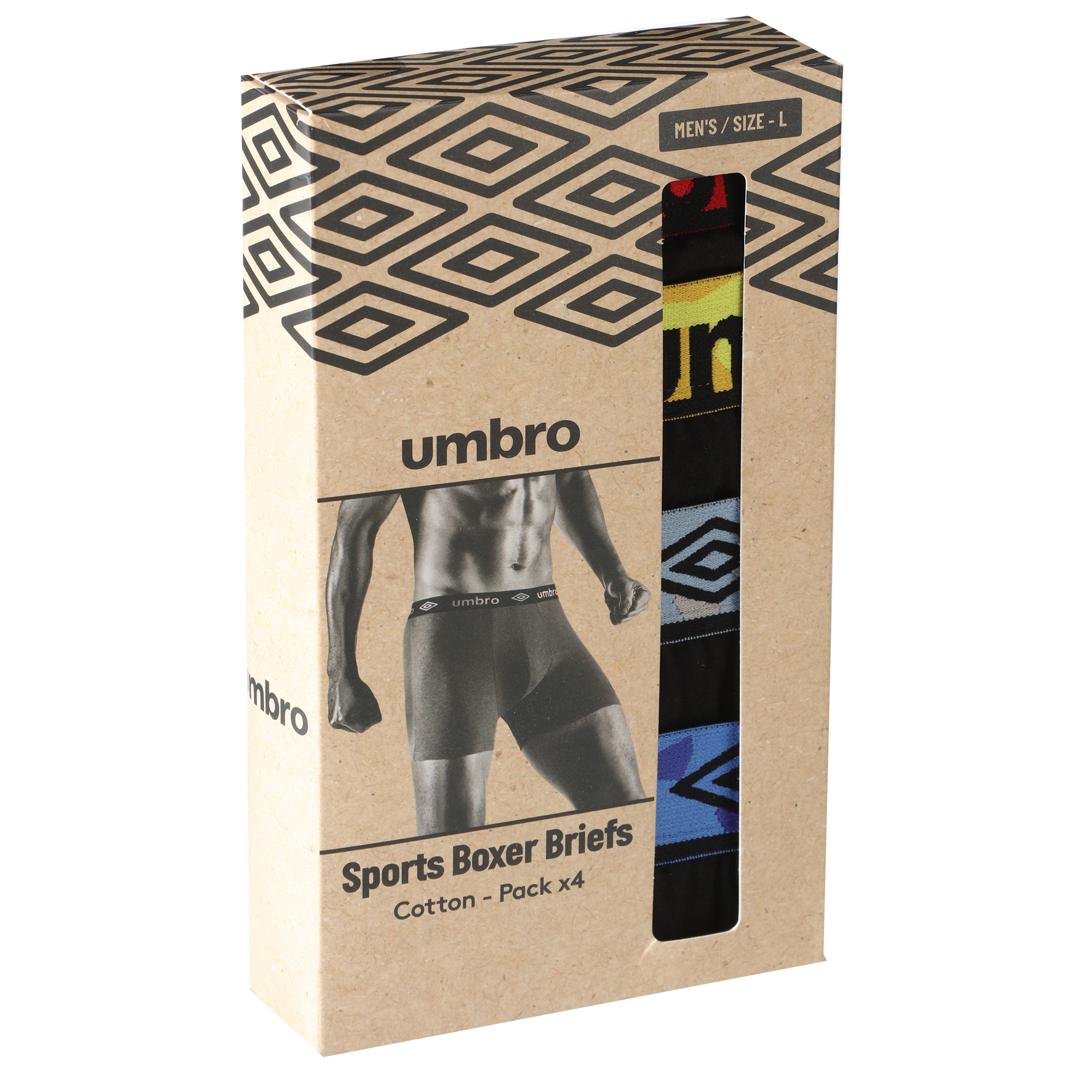 4 boxers unis en coton - Multicolore