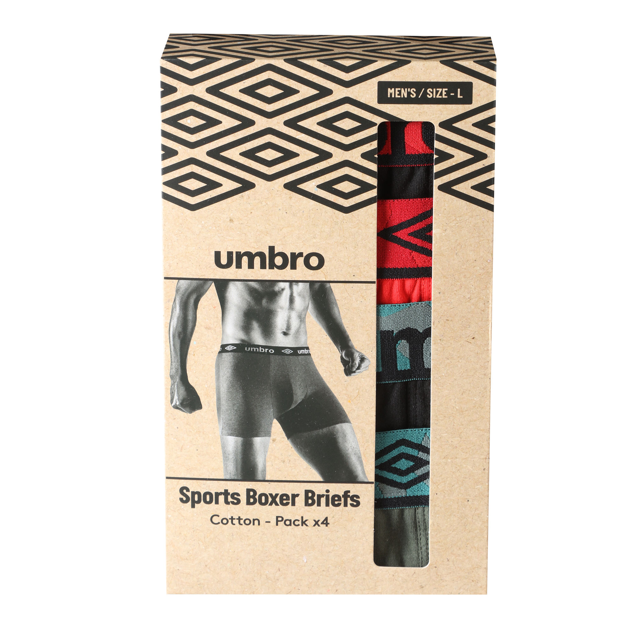 4 boxers unis en coton - Multicolore