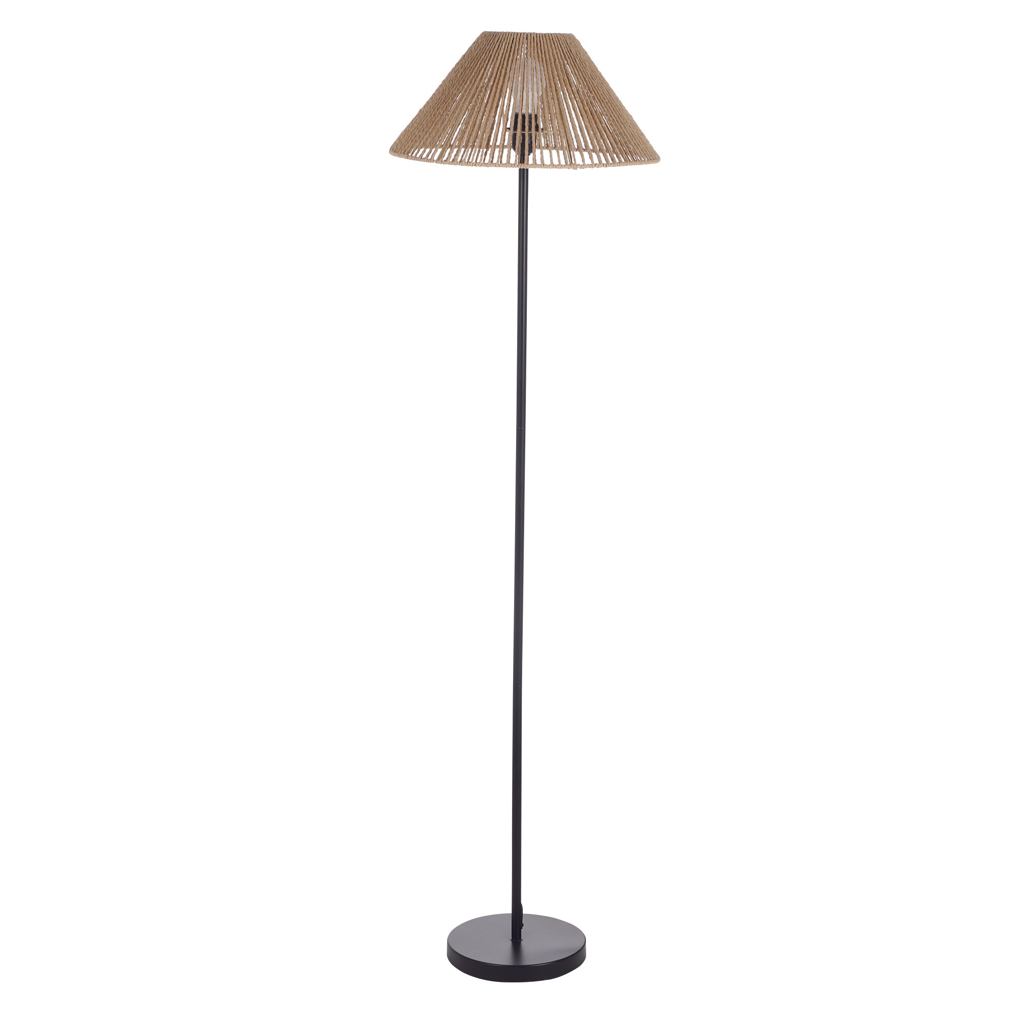 Lampadaire en métal abat jour en corde