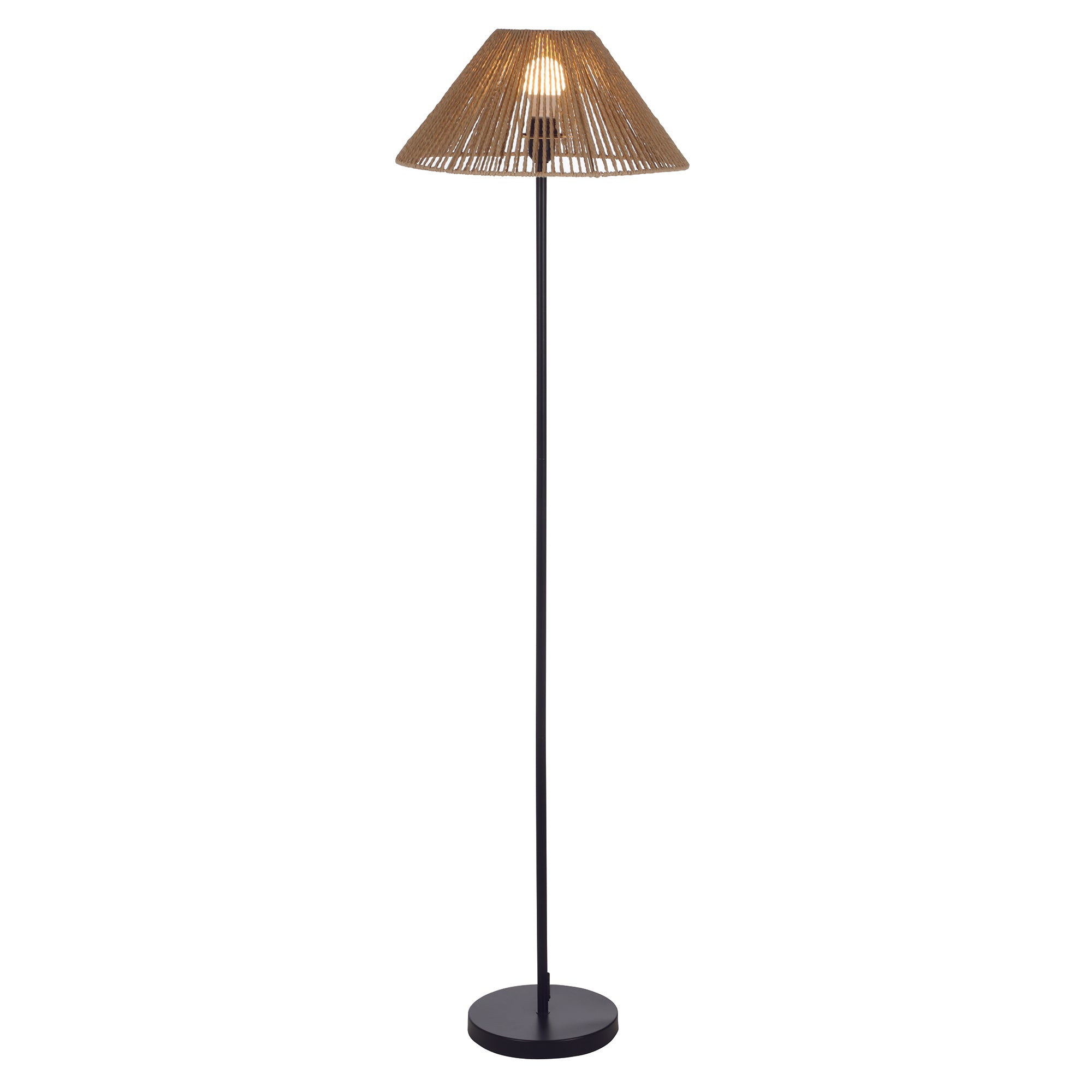 Lampadaire en métal abat jour en corde