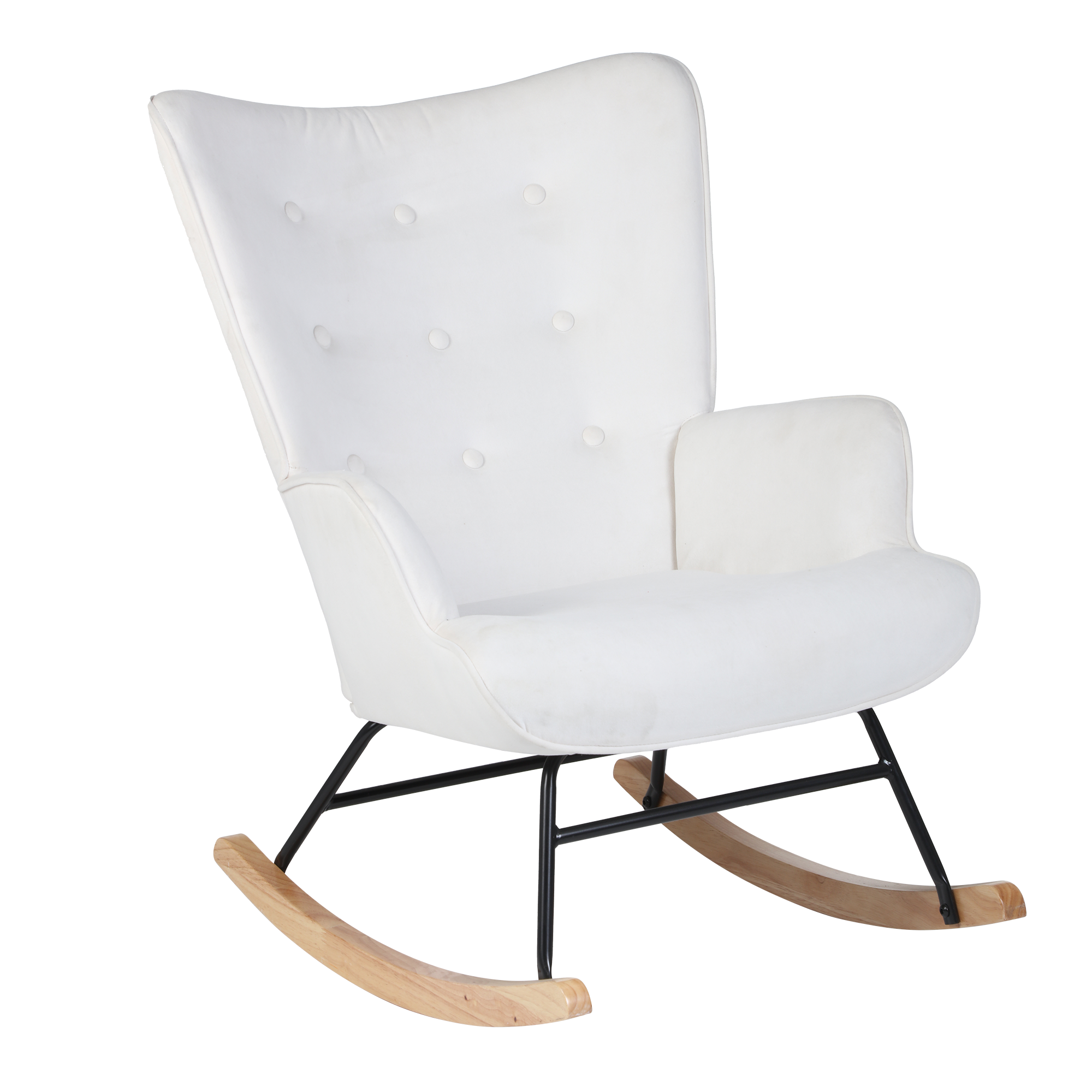Rocking chair en velours blanc