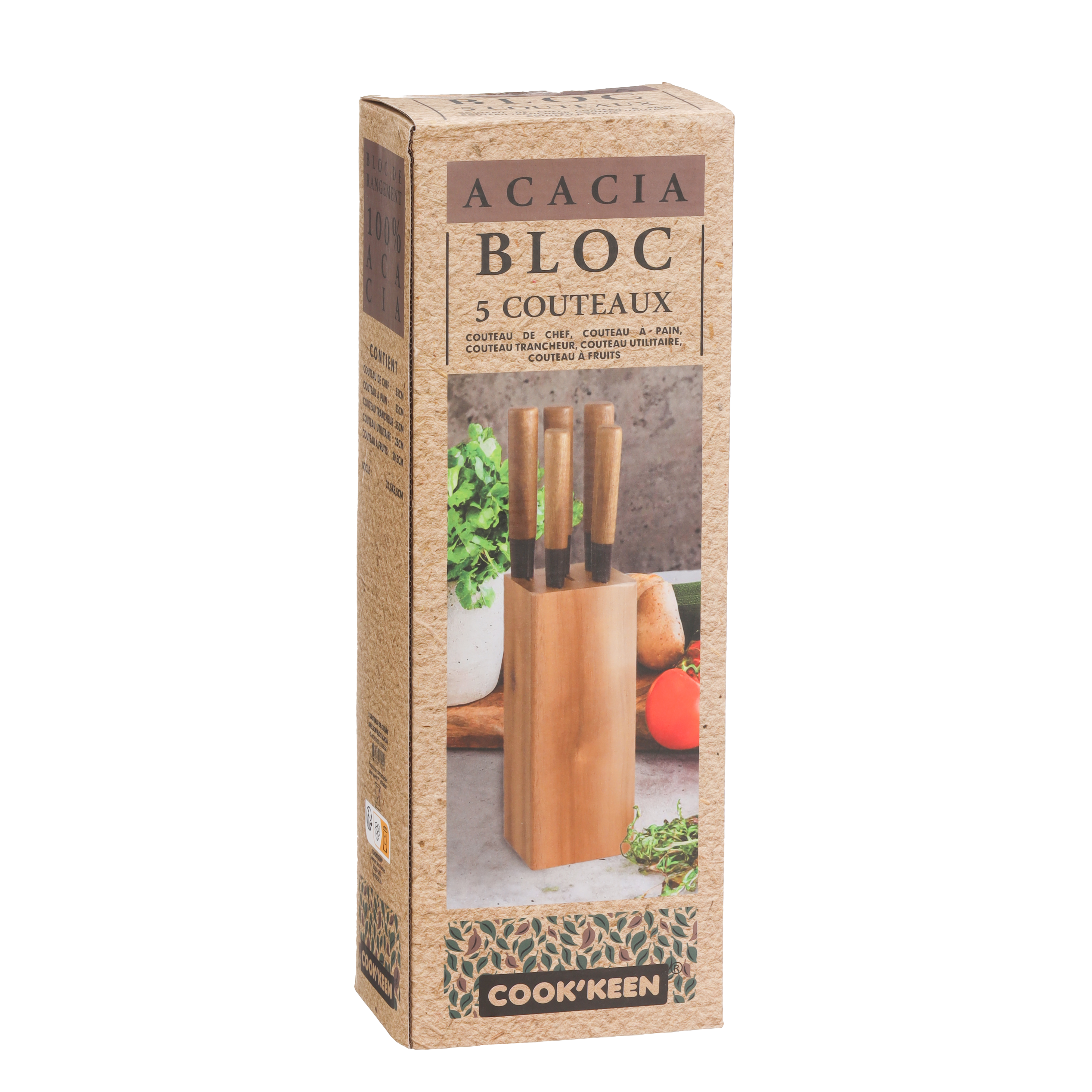 5 couteaux de cuisine avec bloc de rangement