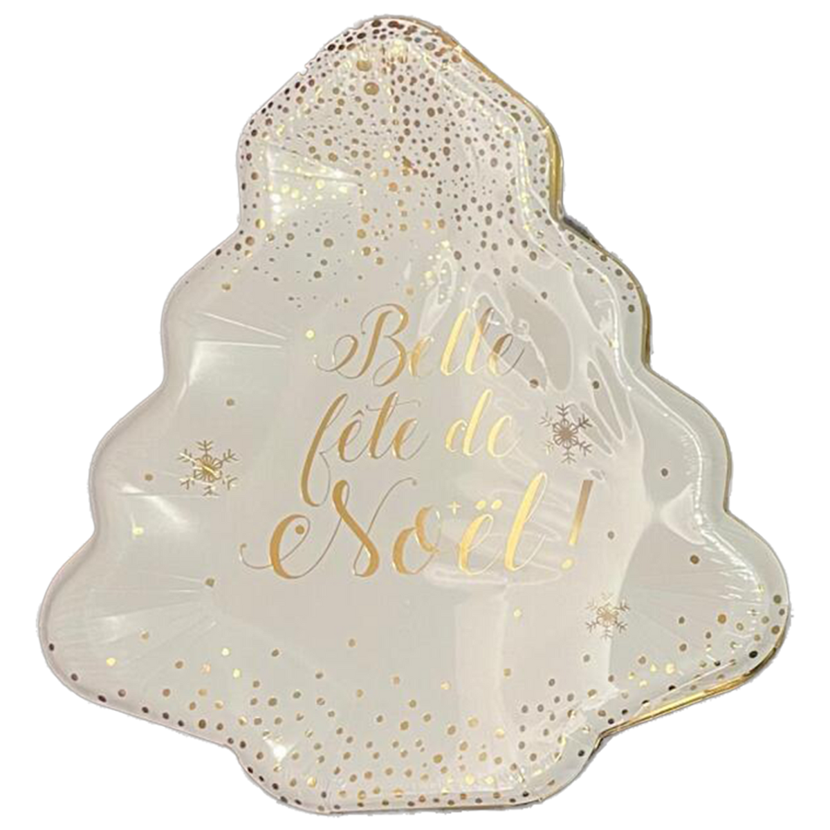 Lot de 8 assiettes de Noël jetables en papier forme de sapin - Or