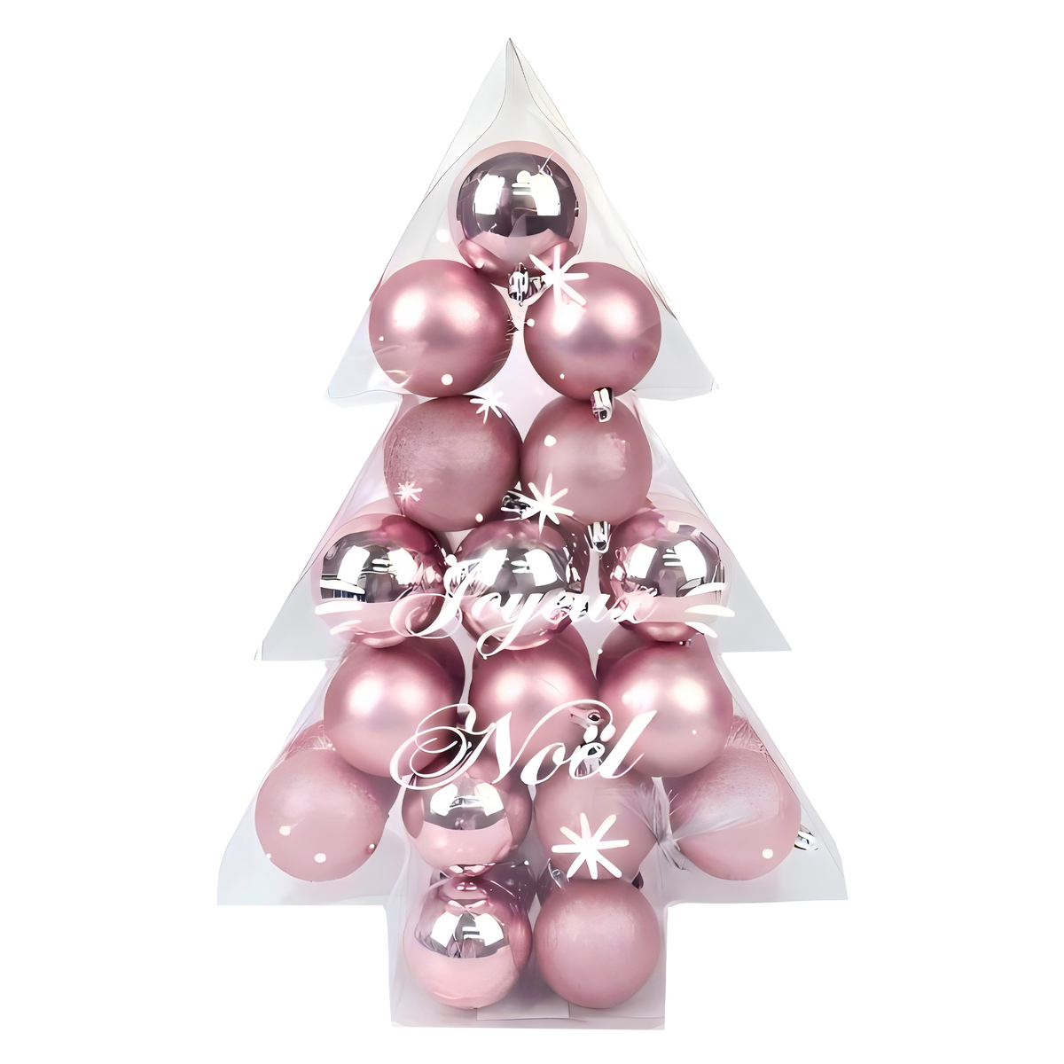 Lot de 34 boules de Noël décoratives - Rose