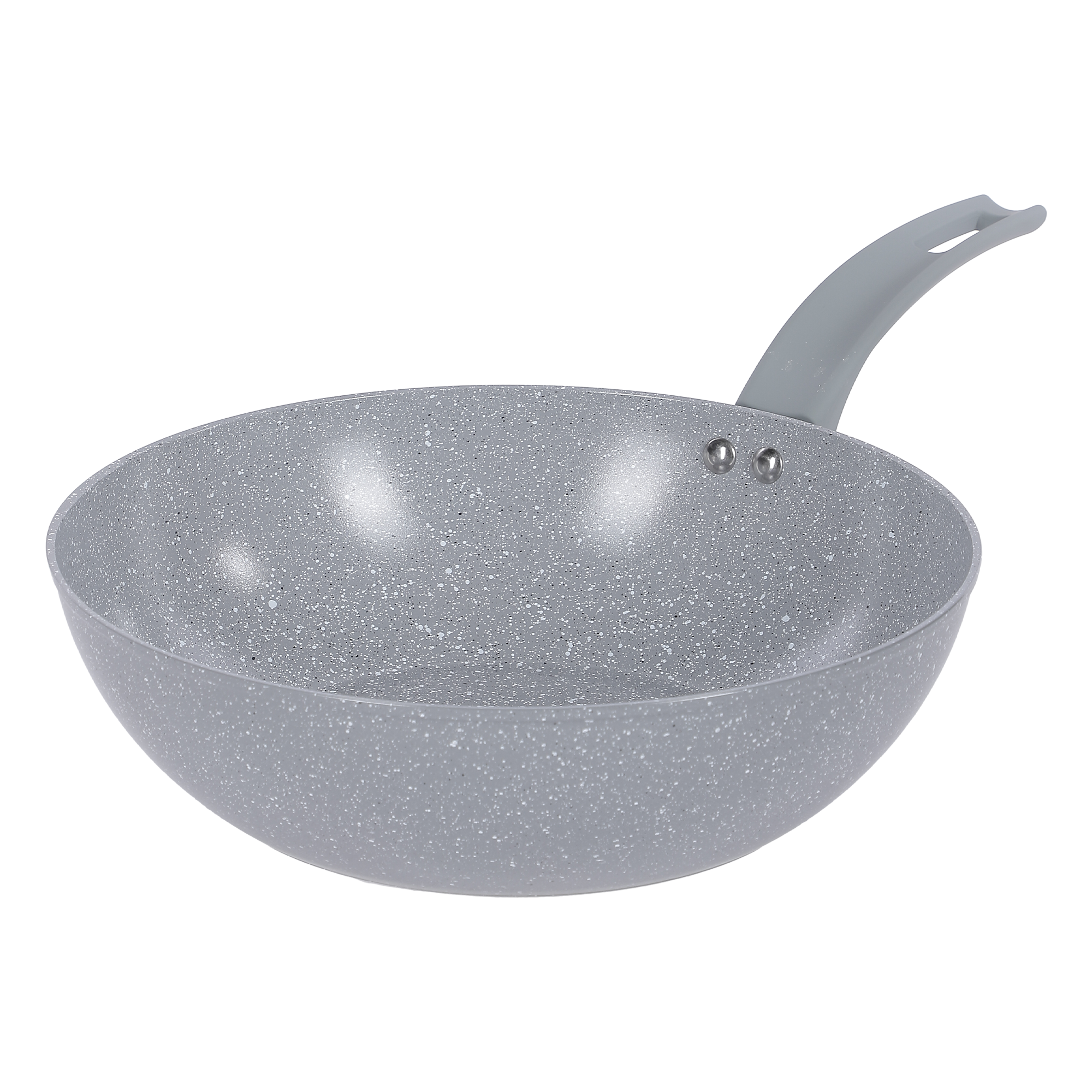 3 Poêles 20-24-28 cm + Wok 28 cm marbré gris