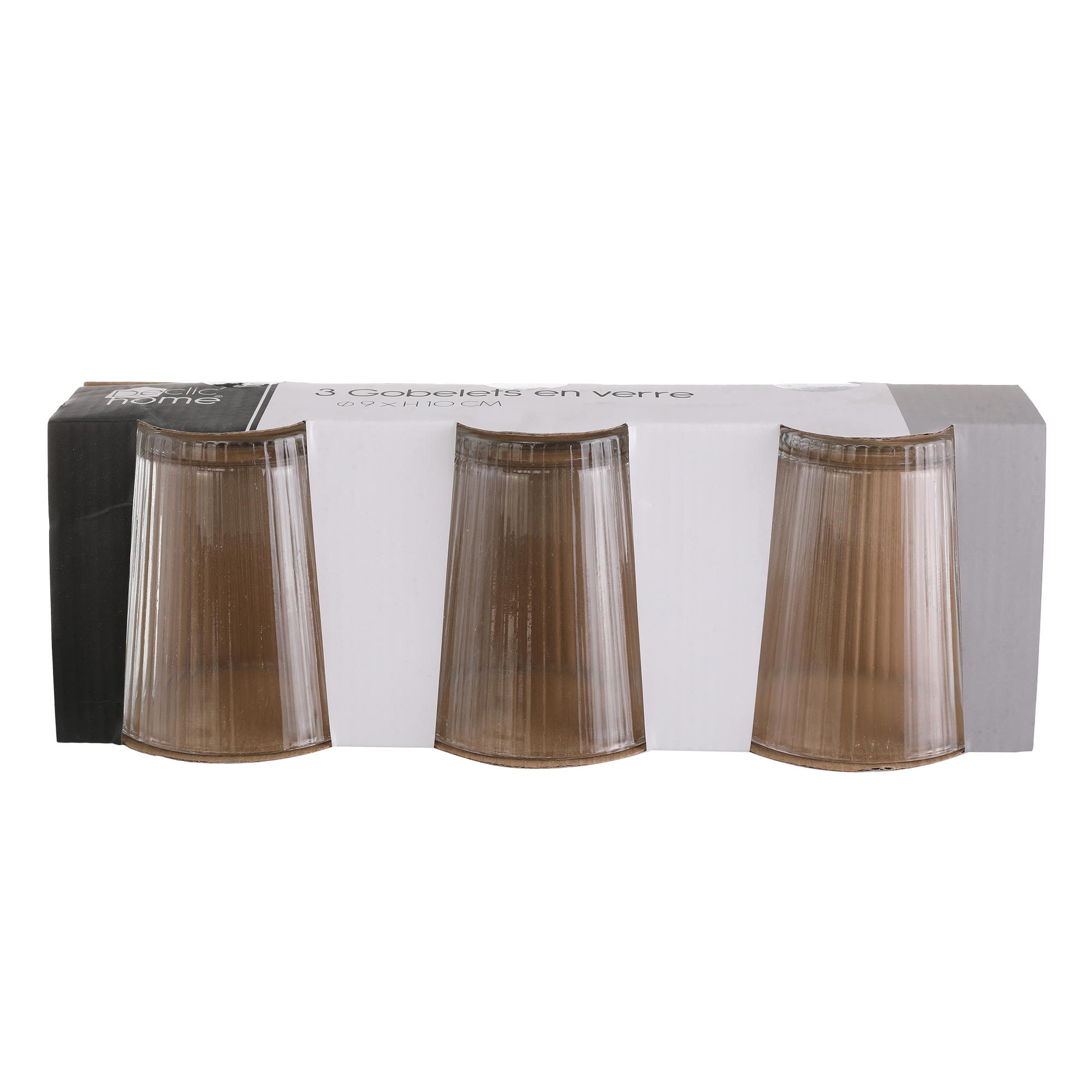 3 gobelets striés transparents 330 ml