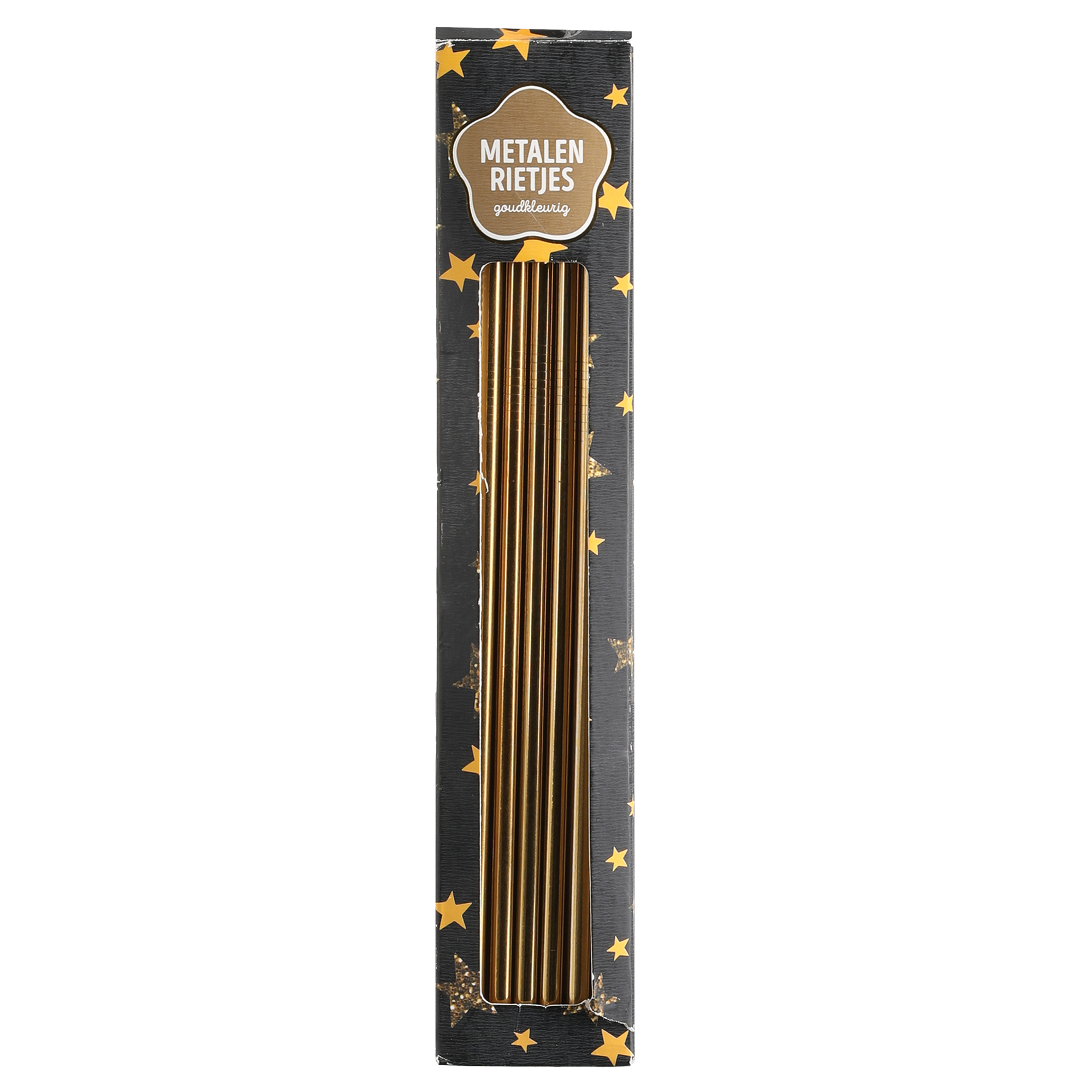 7 pailles dorées en inox
