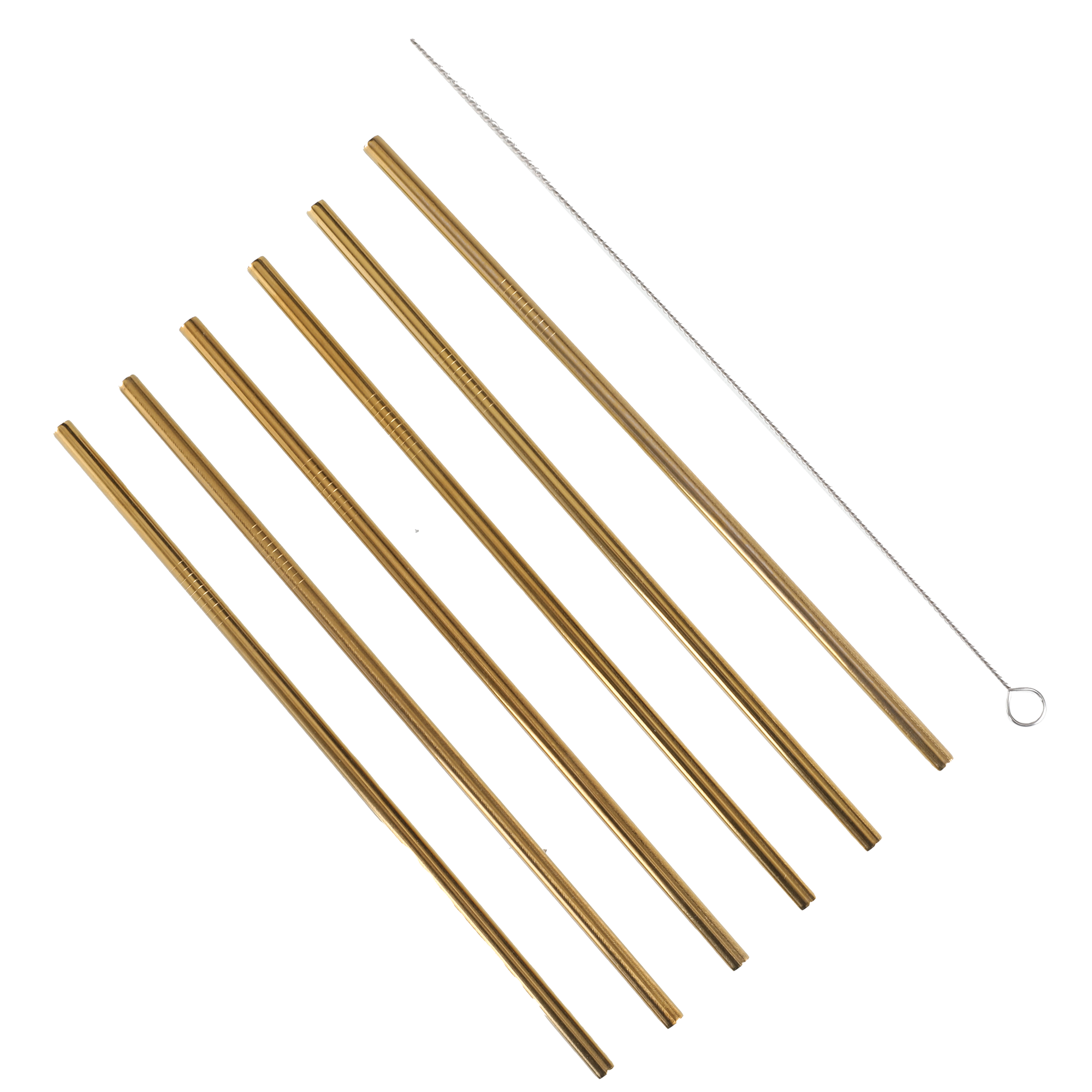7 pailles dorées en inox