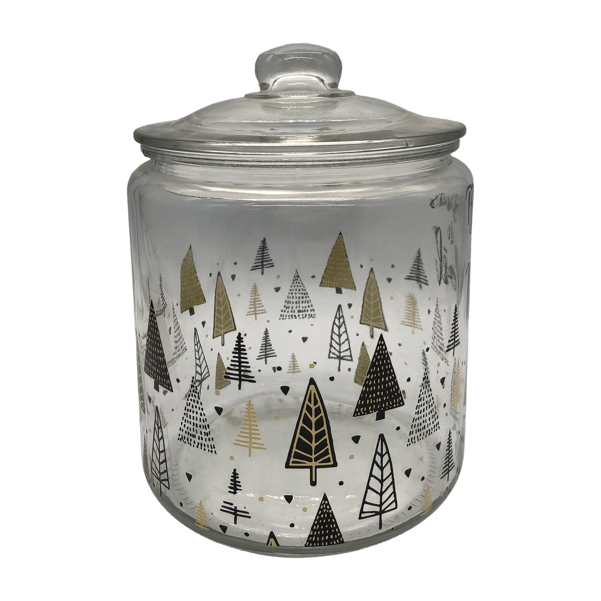 Bocal avec couvercle en verre décor de Noël 3.8L