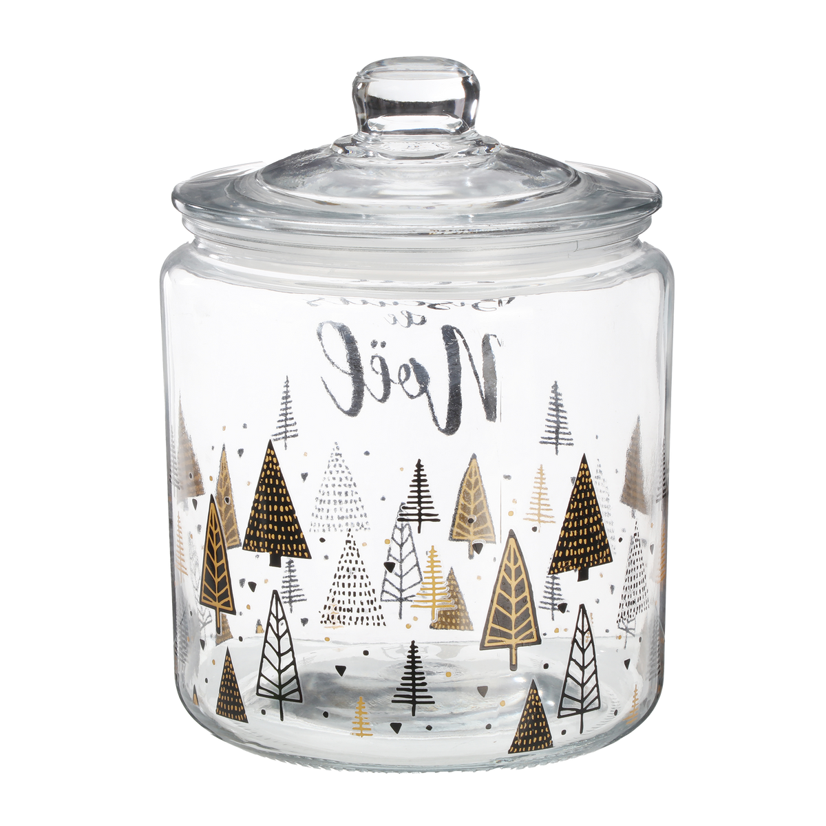 Bocal avec couvercle en verre décor de Noël 3.8L