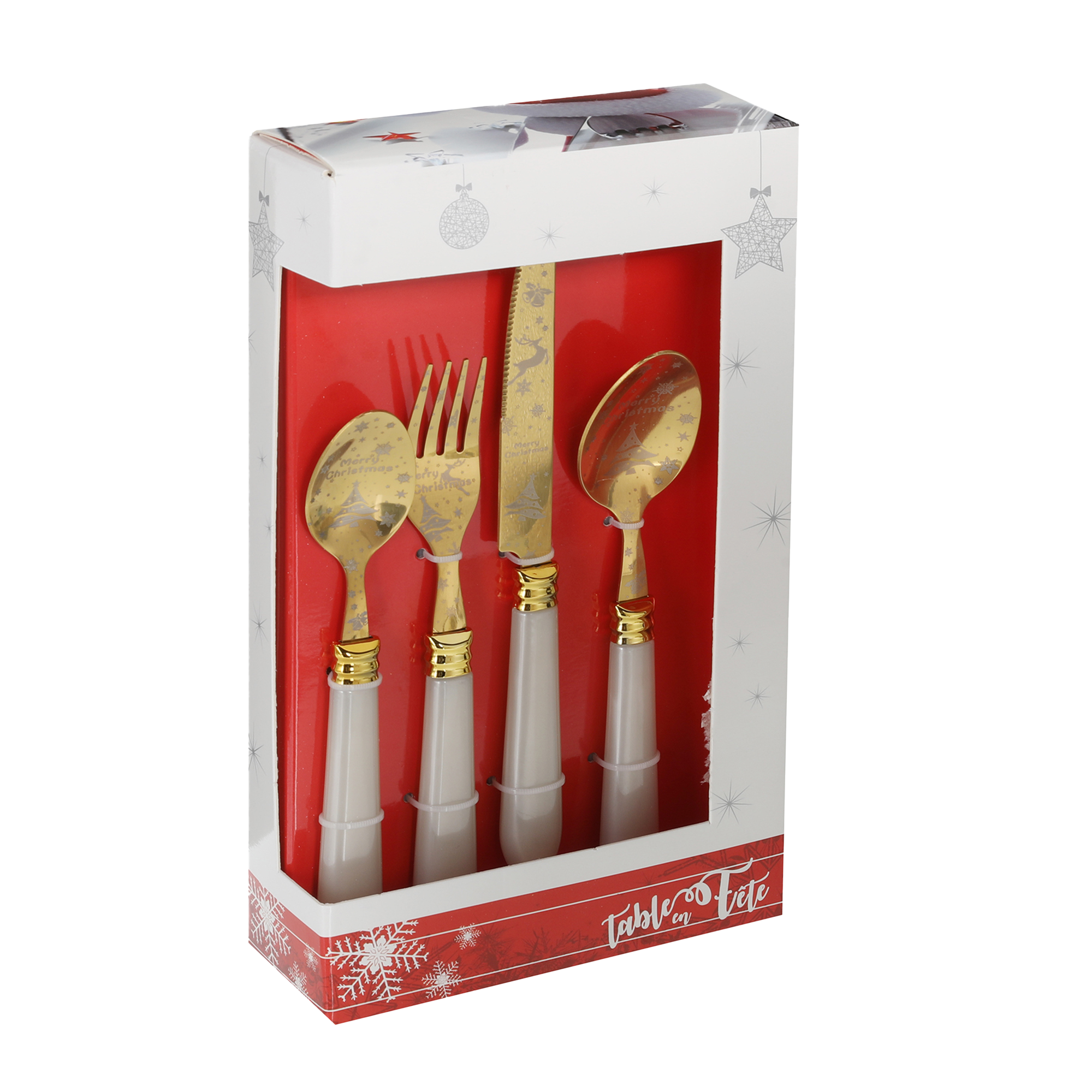 Ménagère 24 pcs motifs Noël or