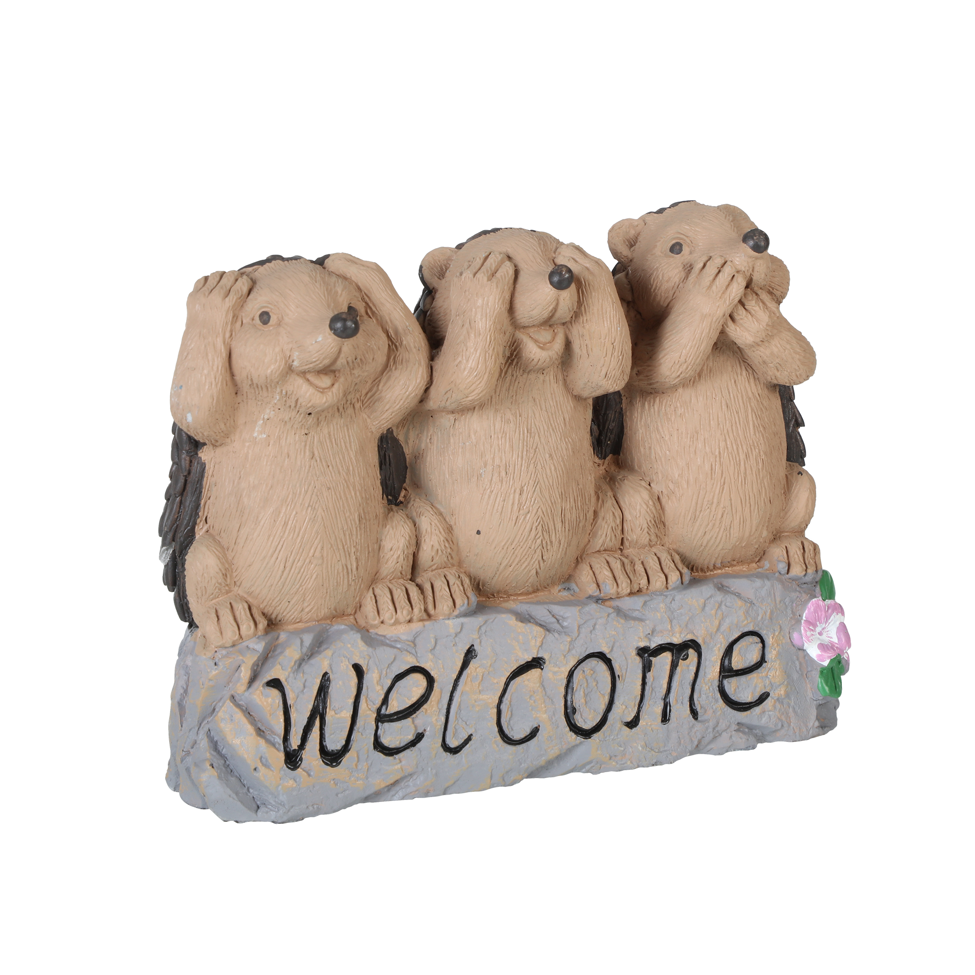 3 hérissons décoratifs "welcome"'