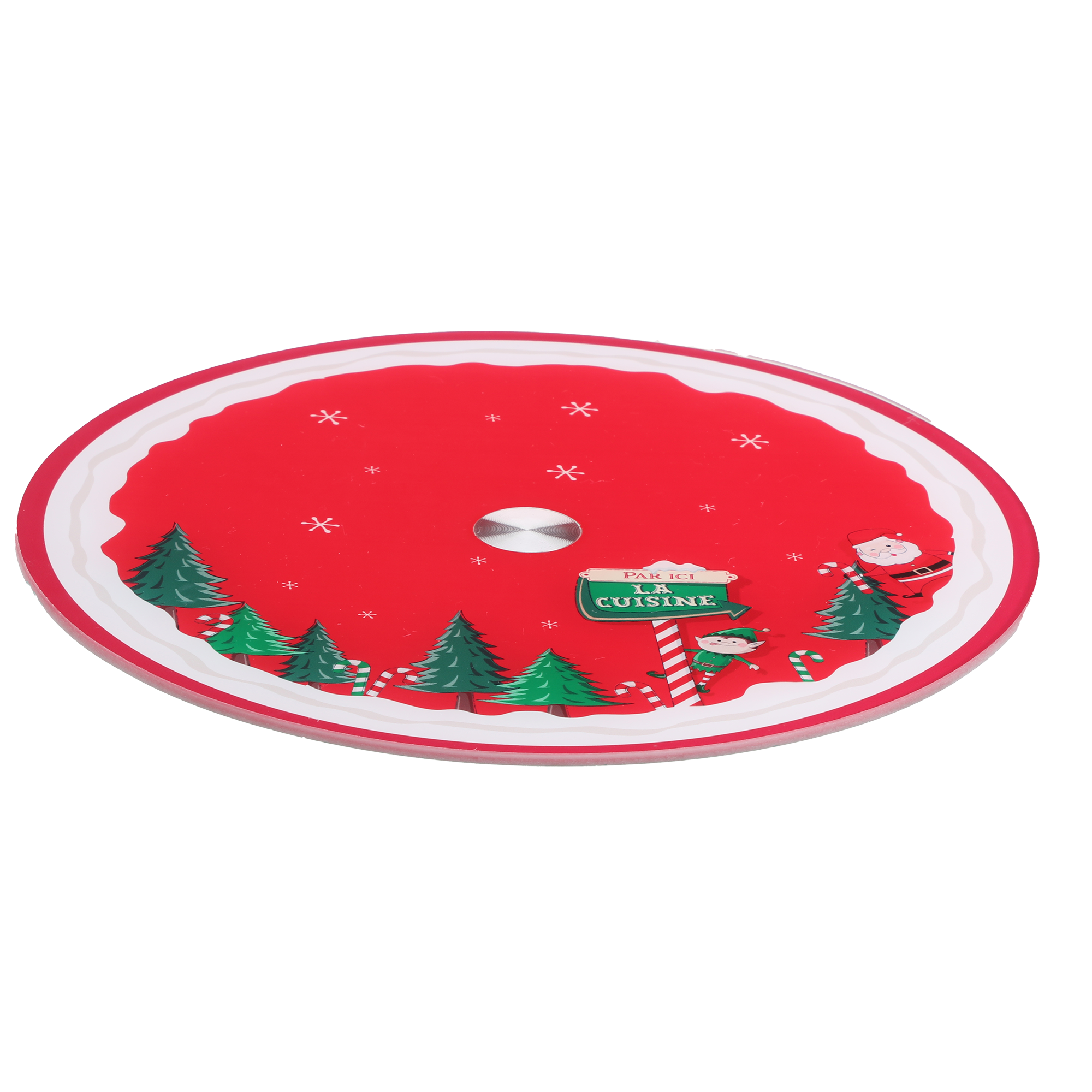 Support à gâteaux rotatif en verre Noël