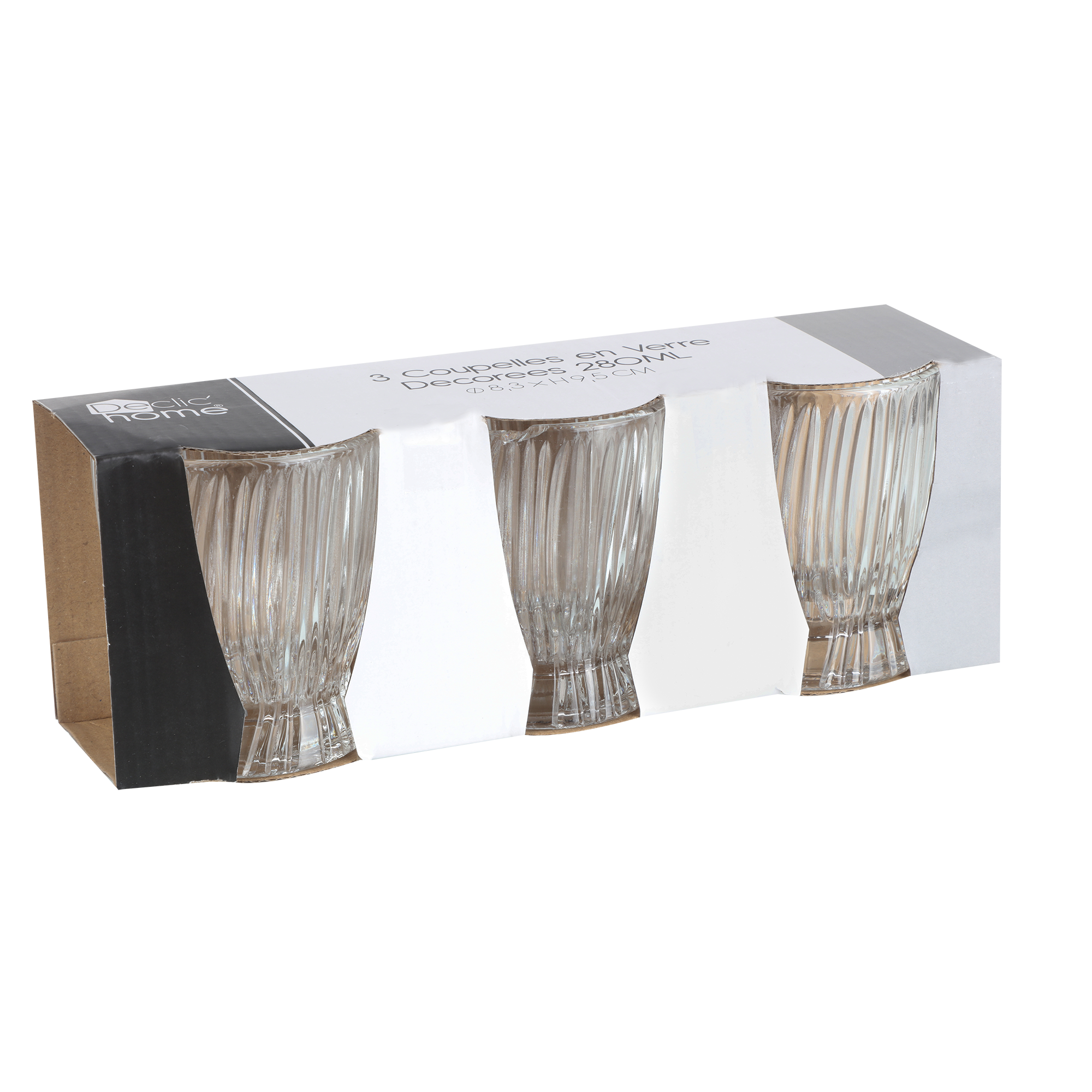 3 verres stries Ava 280ml