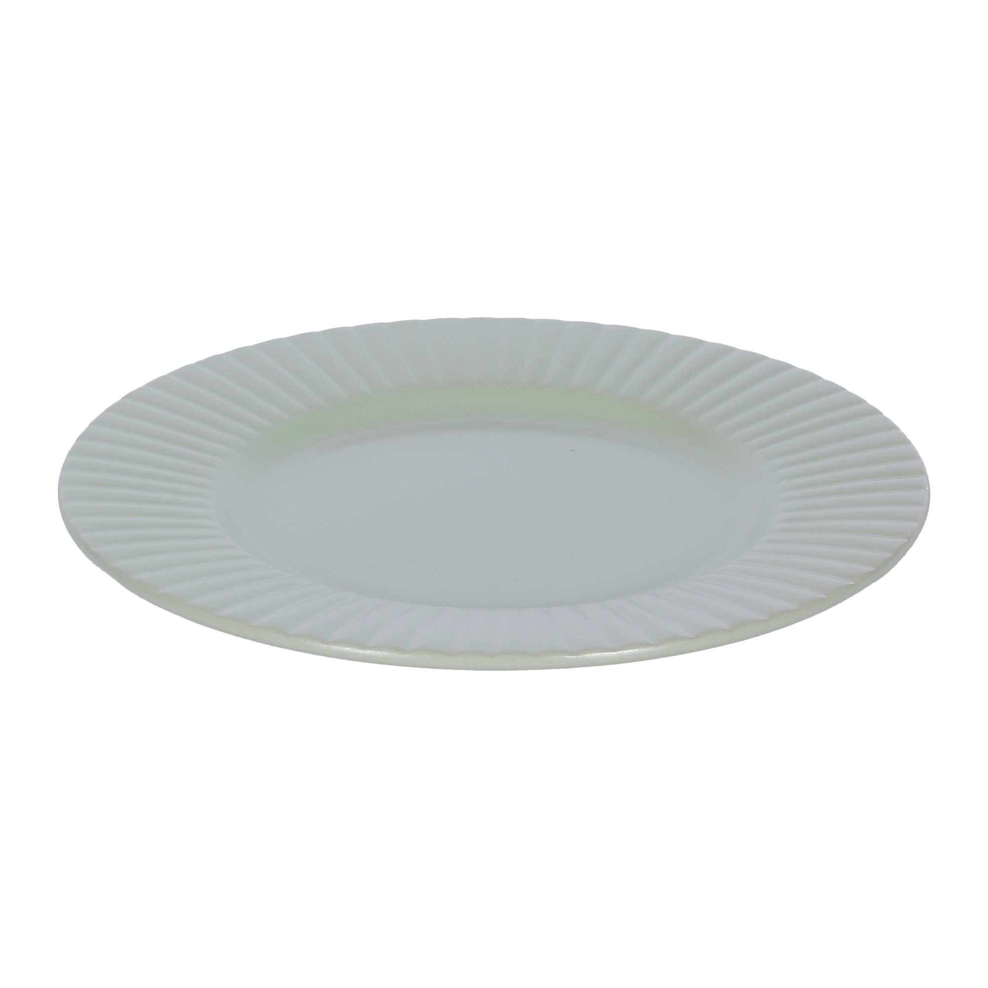 Assiette à dessert Zoan en céramique avec bordure striée  - Vert