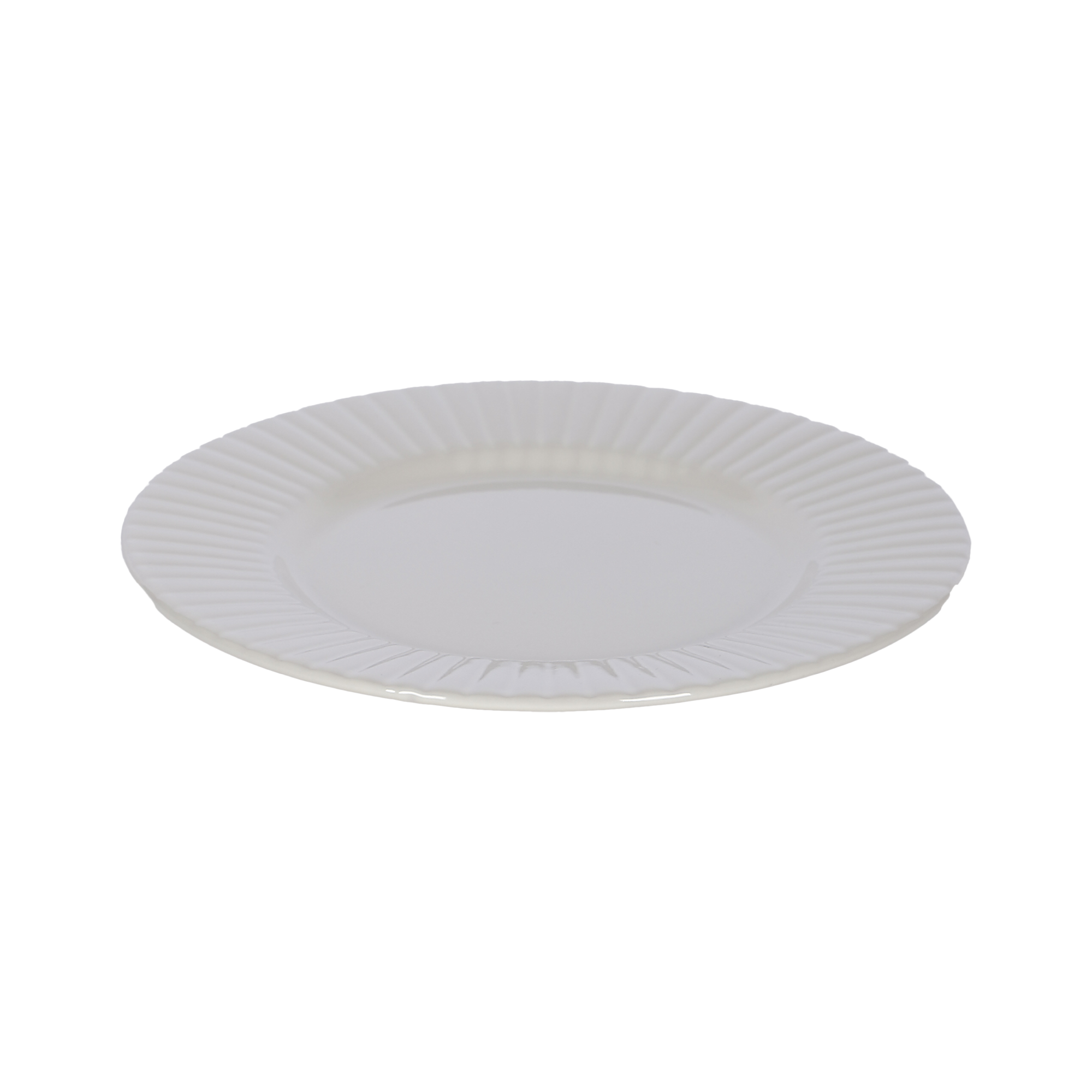 Assiette à dessert Zoan en céramique avec bordure striée  - Beige