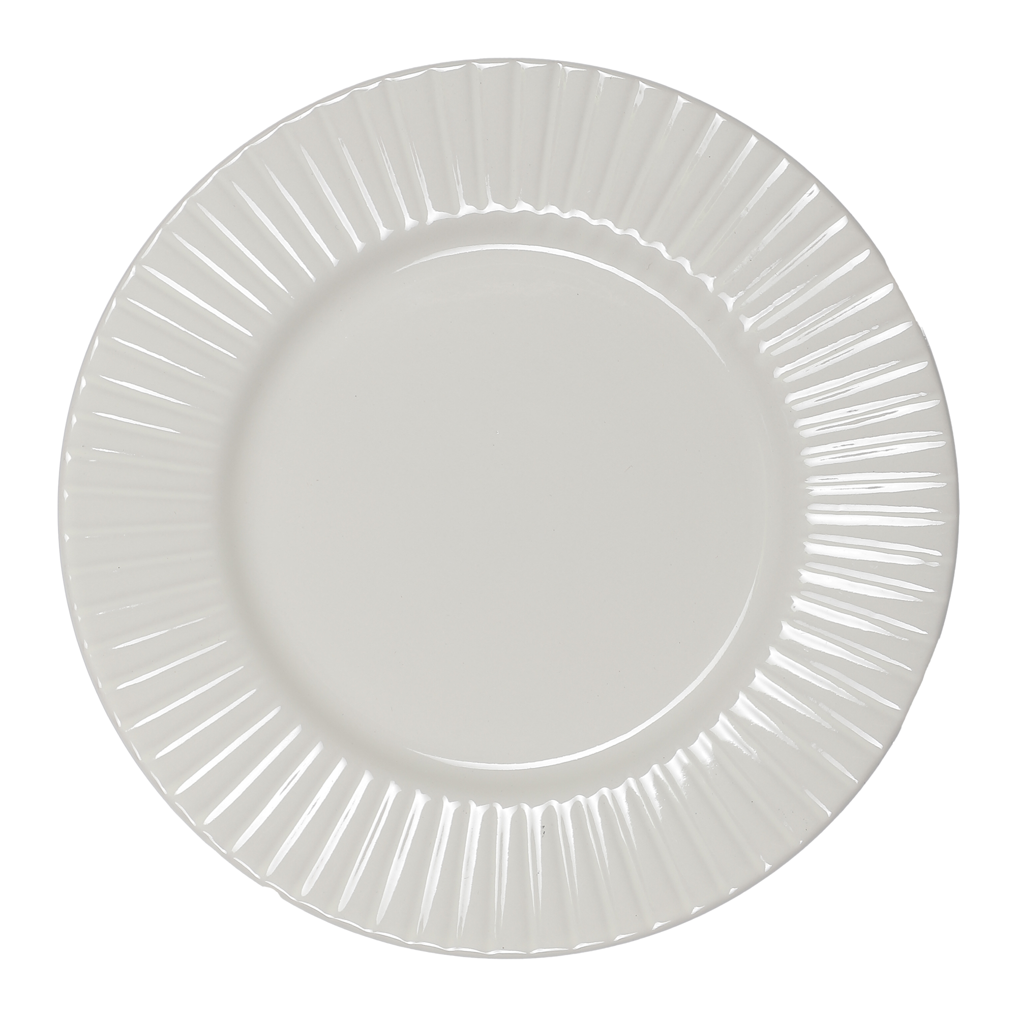 Assiette à dessert Zoan en céramique avec bordure striée  - Beige