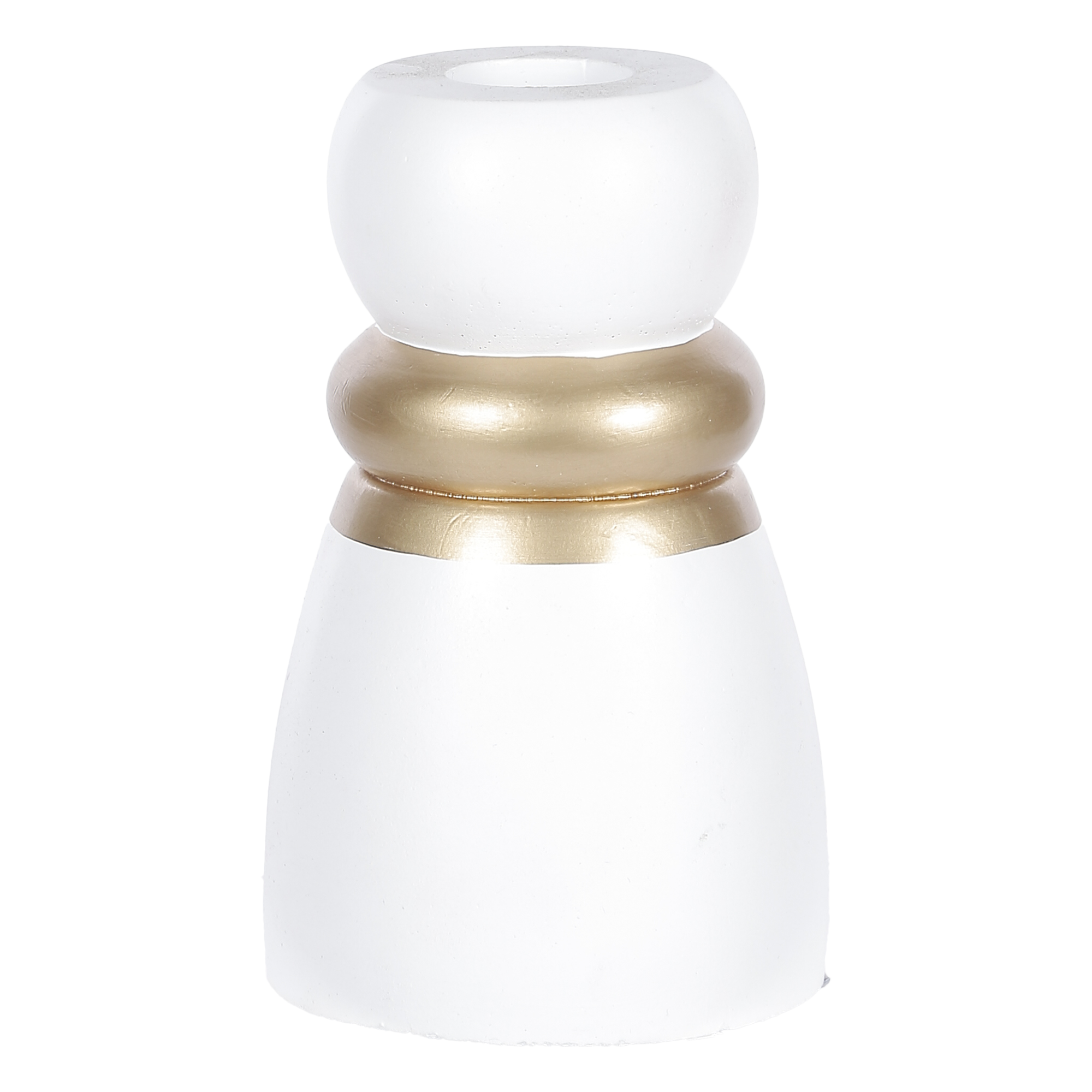 Bougeoir avec bague dorée  - Blanc