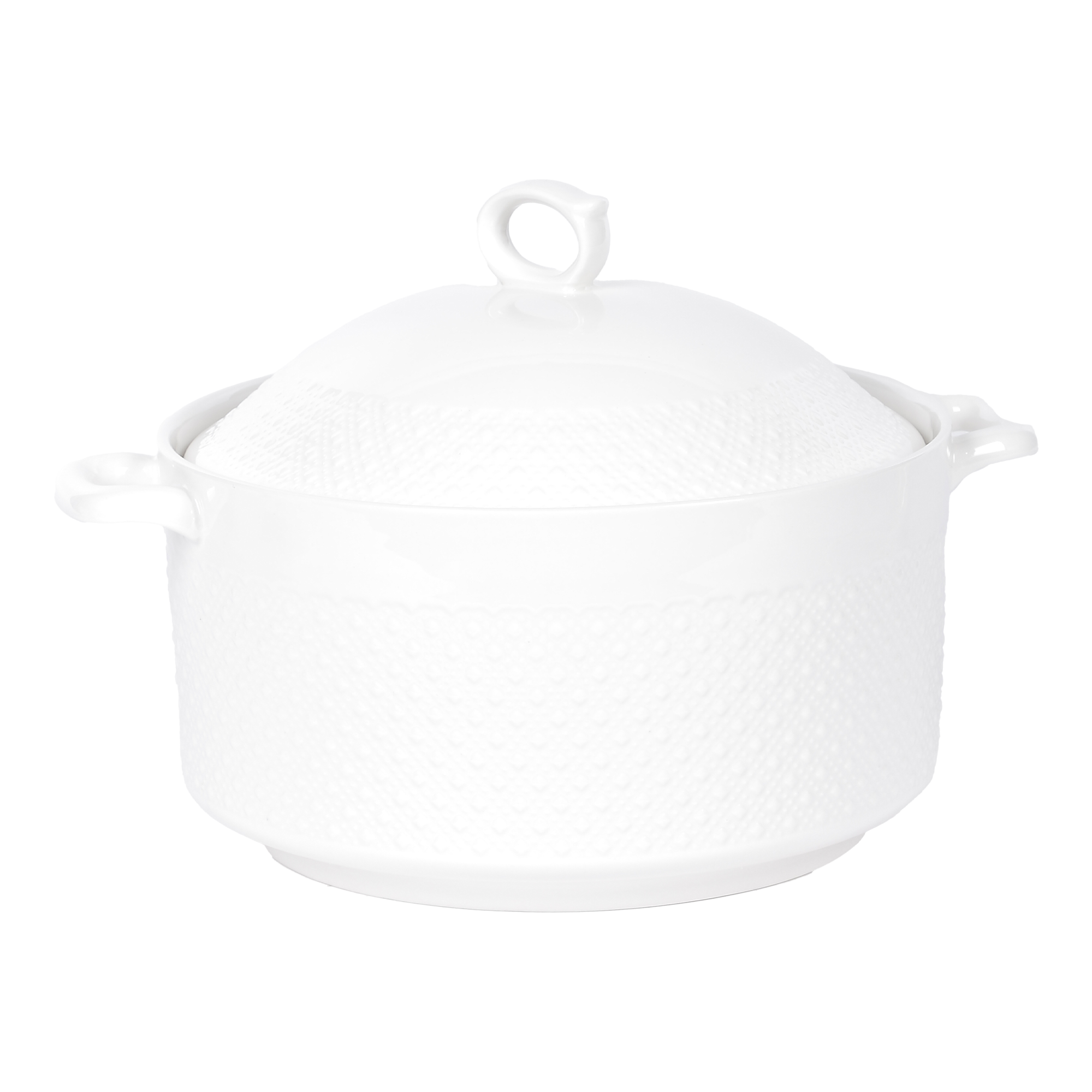 Service à soupe blanc relief en céramique