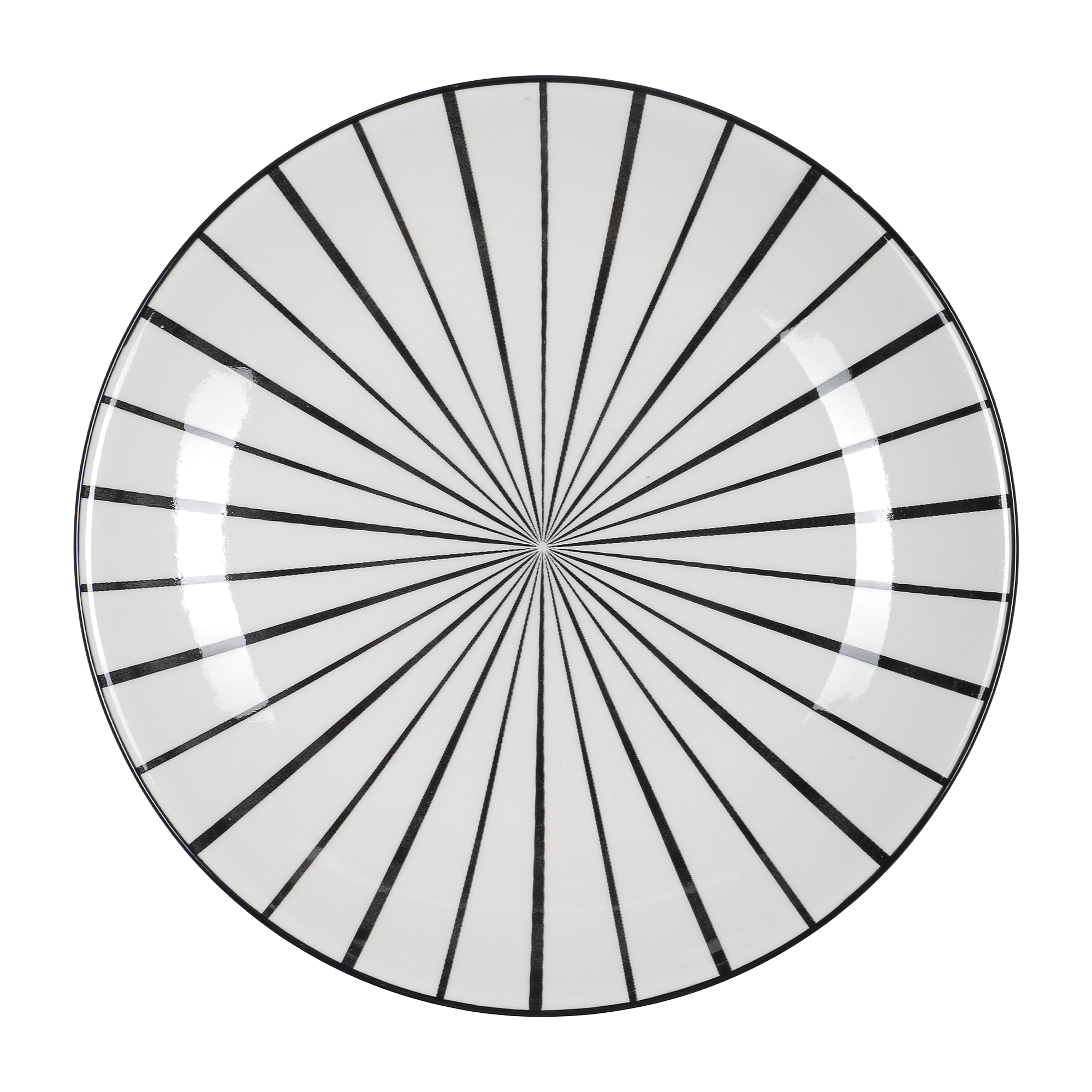 Assiette plate dolomite 26.5 cm motif géométrique  - Blanc