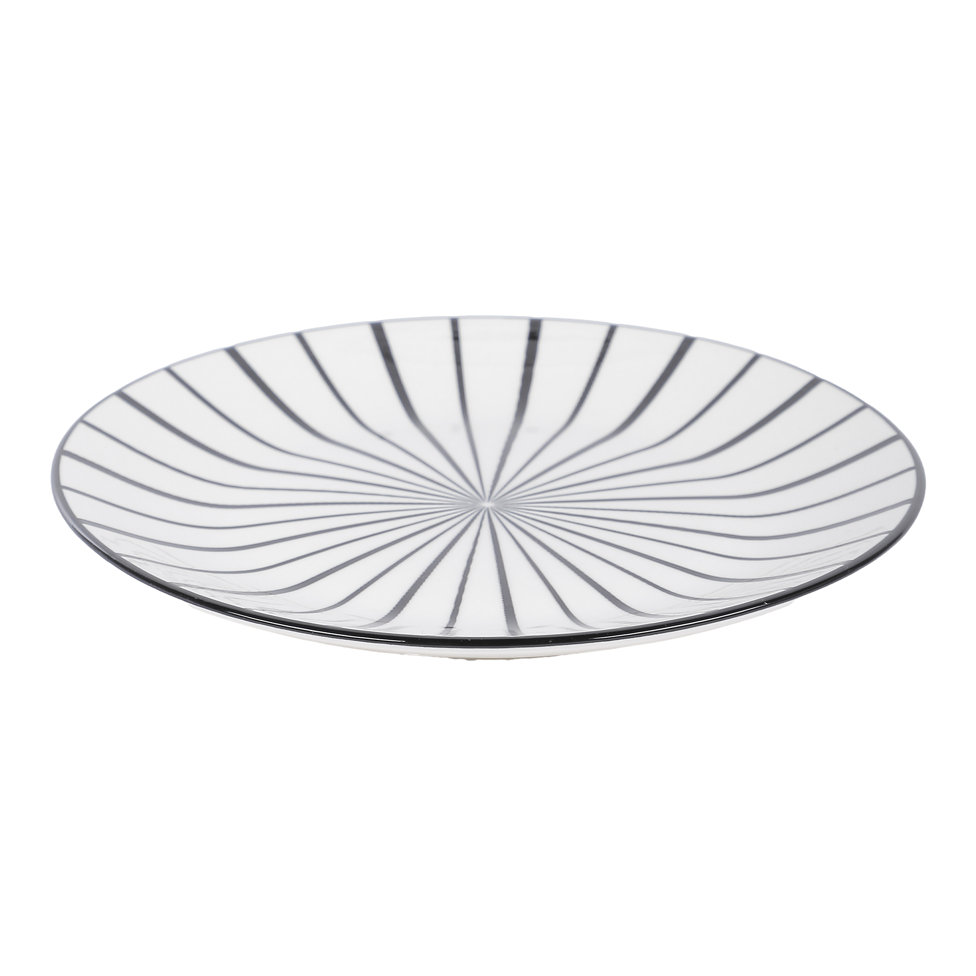 Assiette à dessert dolomite 19 cm motif géométrique  - Noir