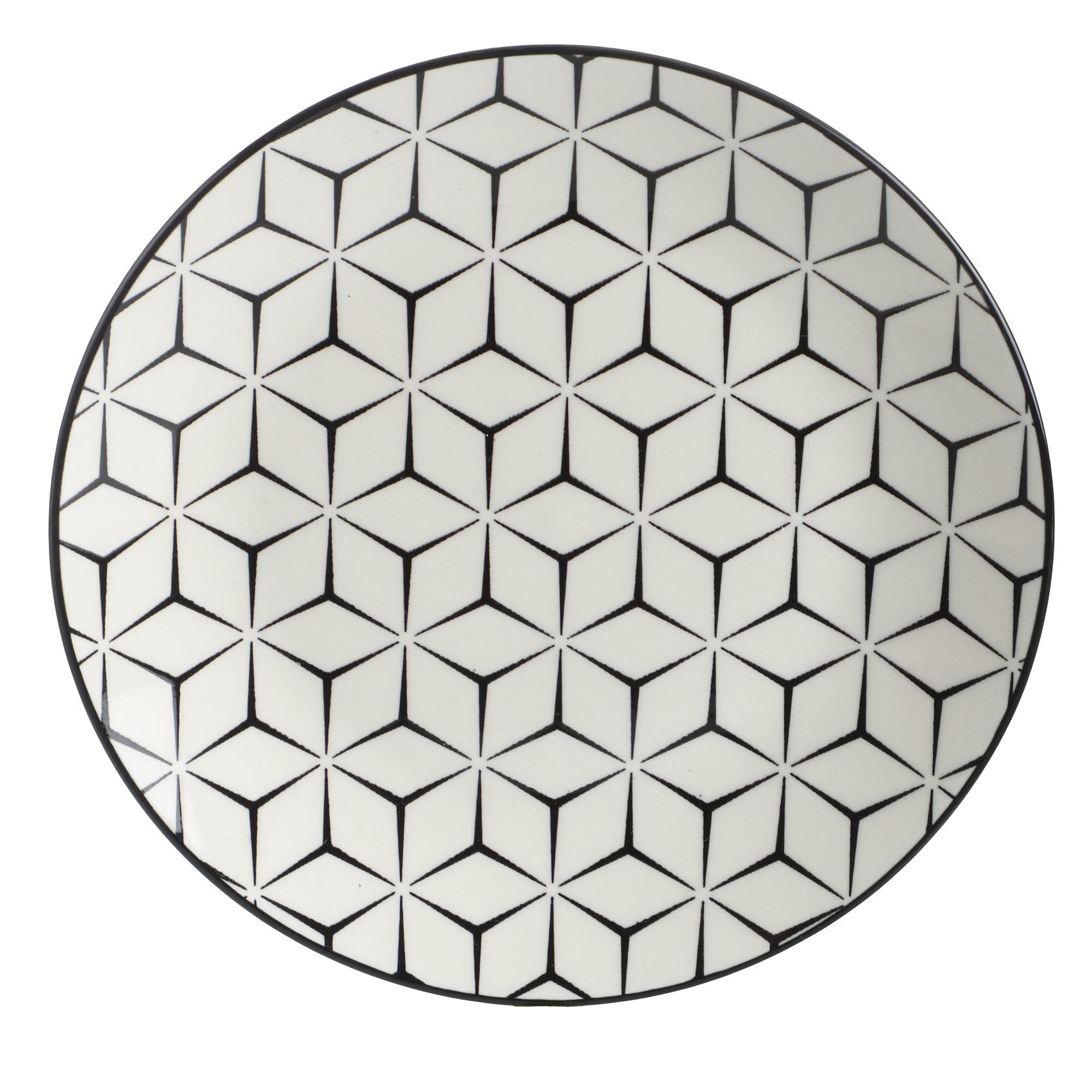 4 assiettes à dessert motif géométrique  - Noir