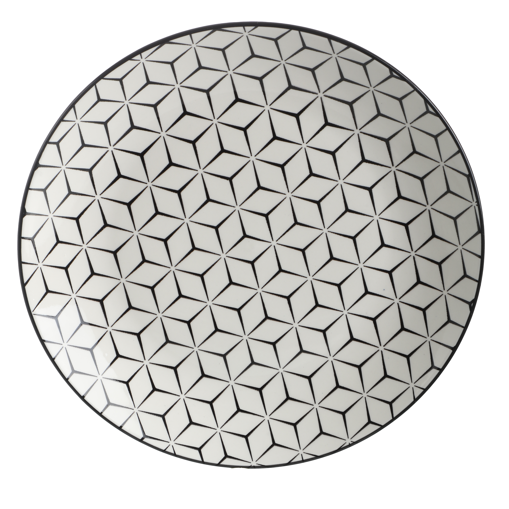 4 assiettes plates motif géométrique  - Noir
