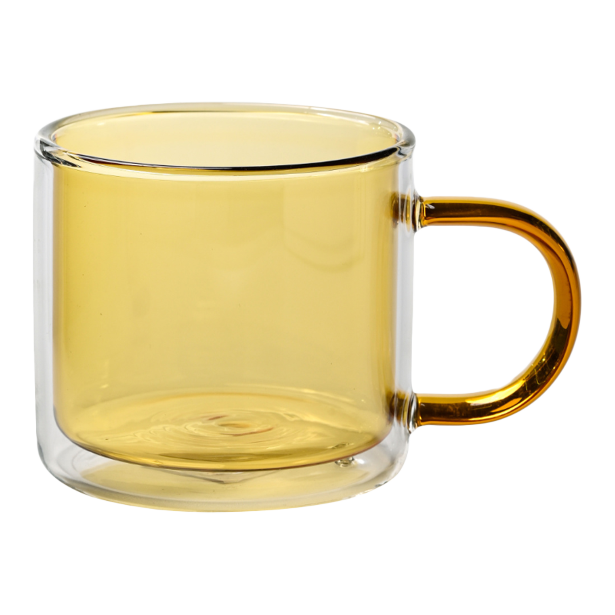 Mug double paroi en verre coloré avec anse 250 ml  - Jaune