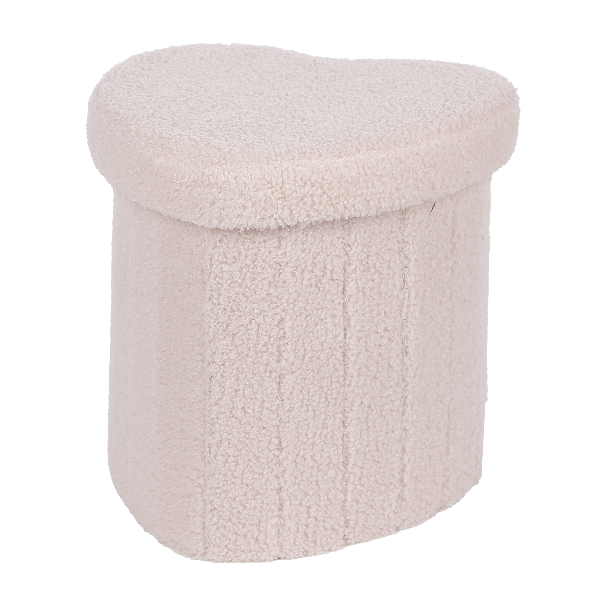 Pouf pliable teddy coeur rose et trèfle blanc  - Blanc