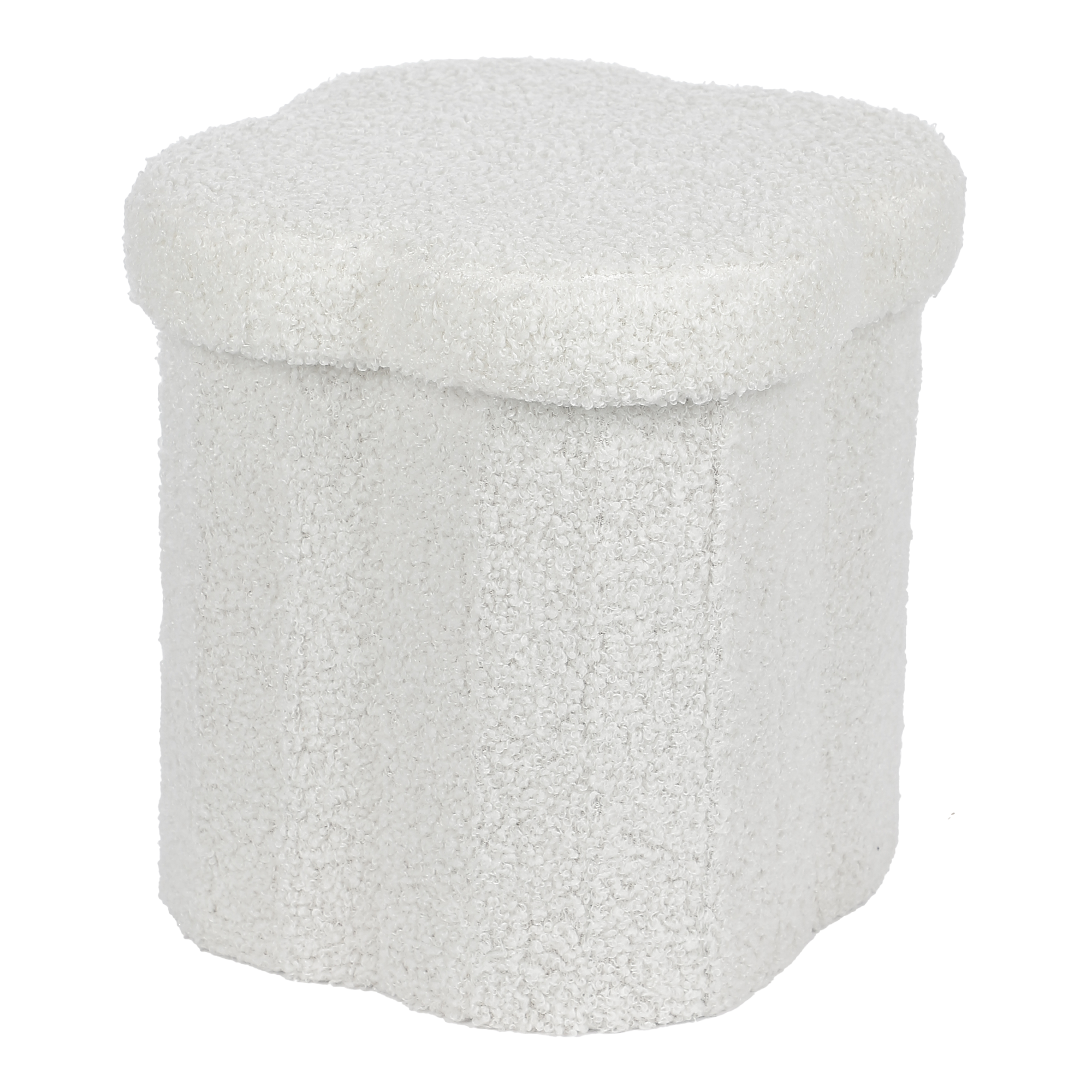 Pouf pliable teddy coeur rose et trèfle blanc  - Blanc