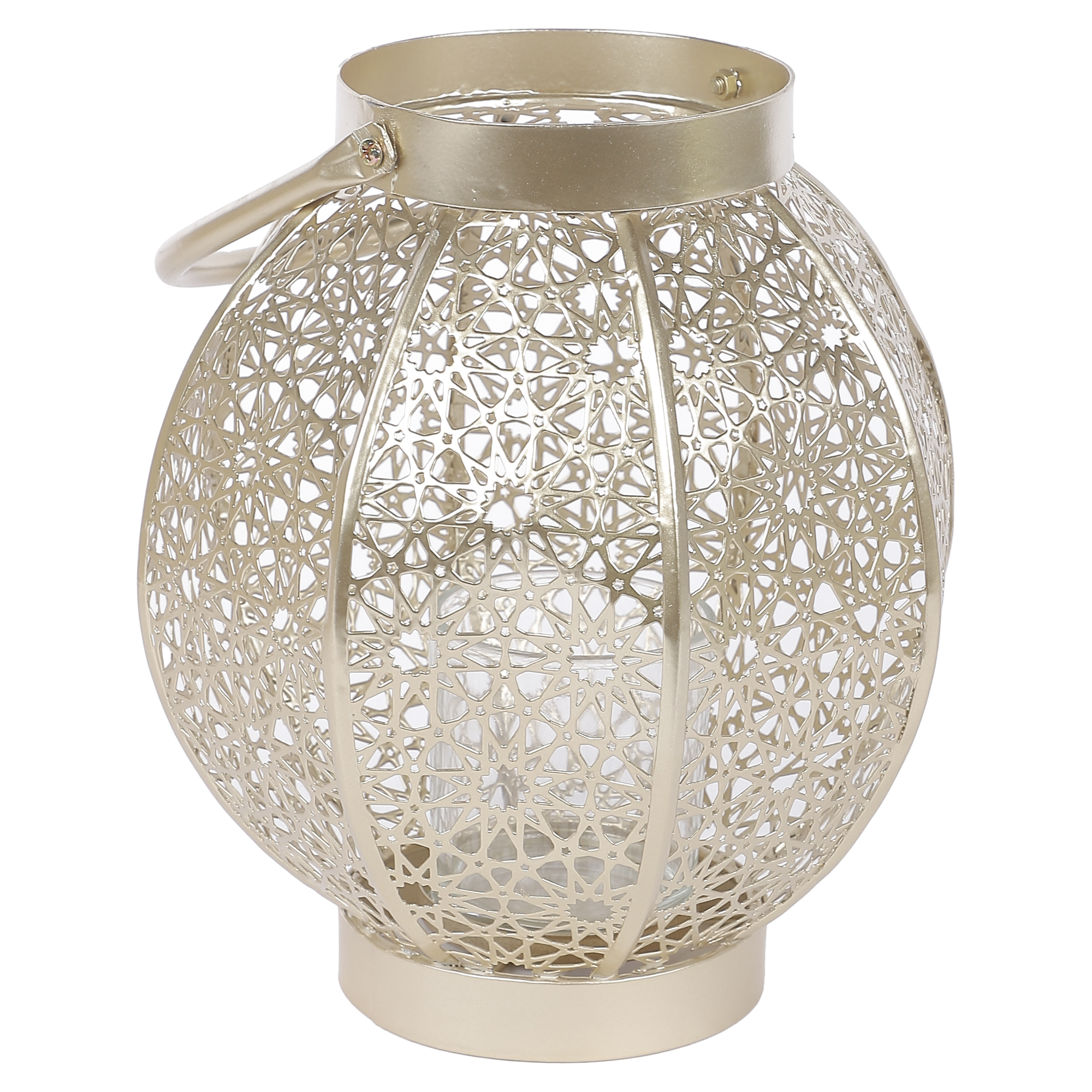 Lanterne ronde décorative style orientale métal doré