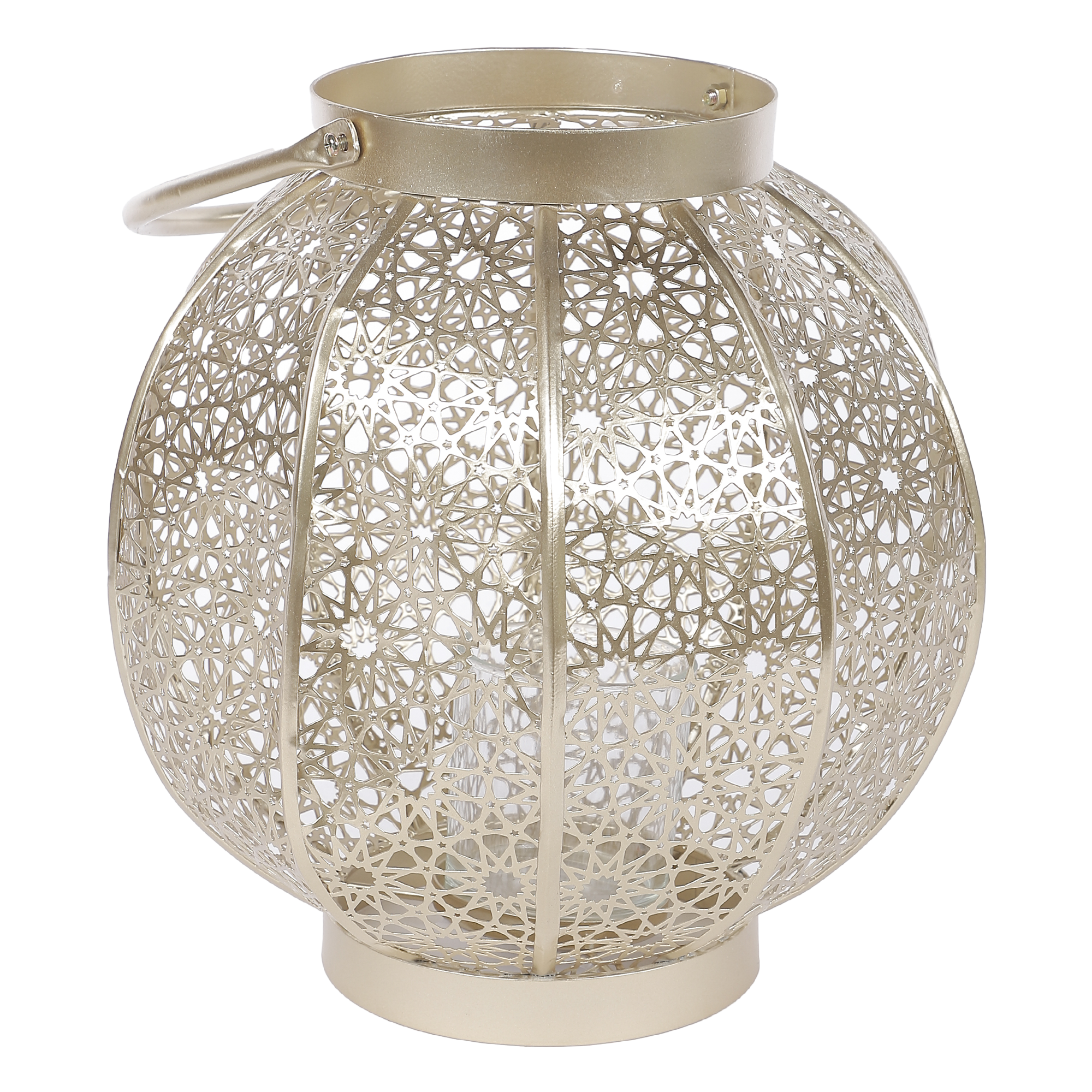 Lanterne ronde décorative style oriental métal doré