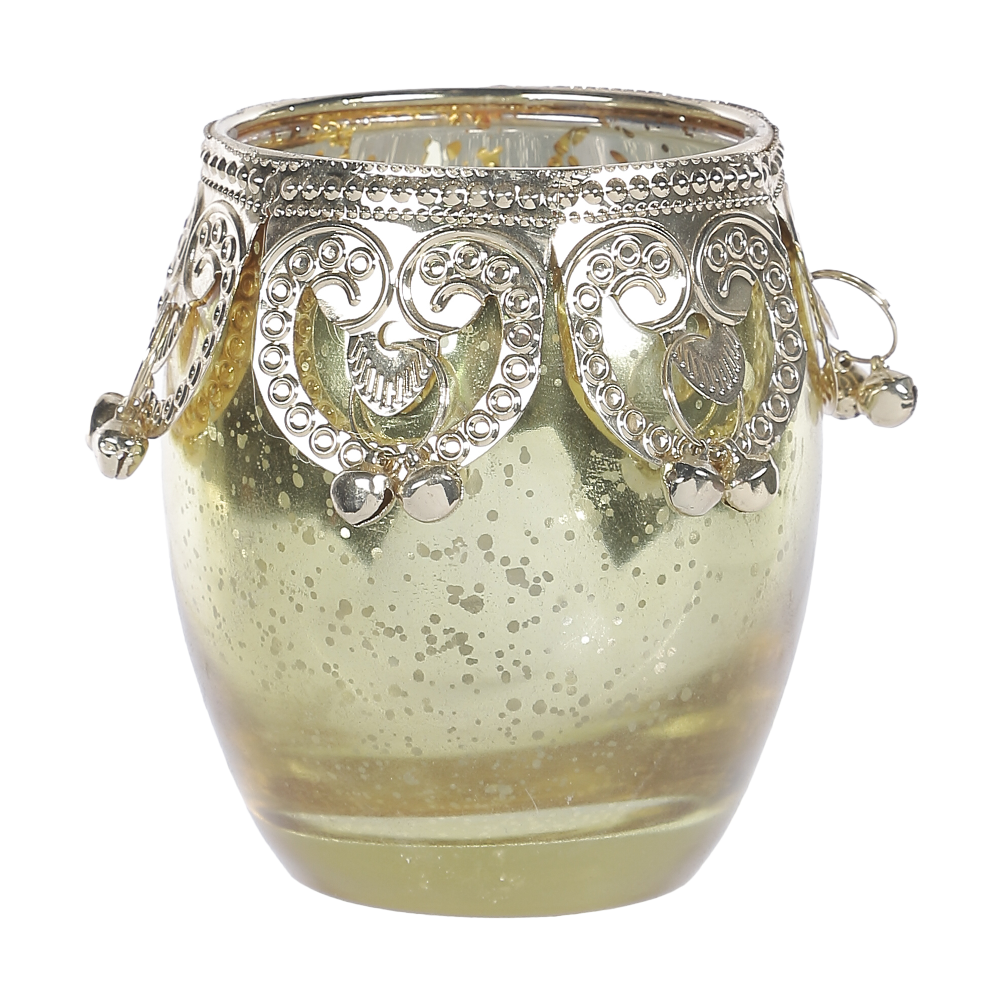 Bougeoir style oriental en verre et métal doré