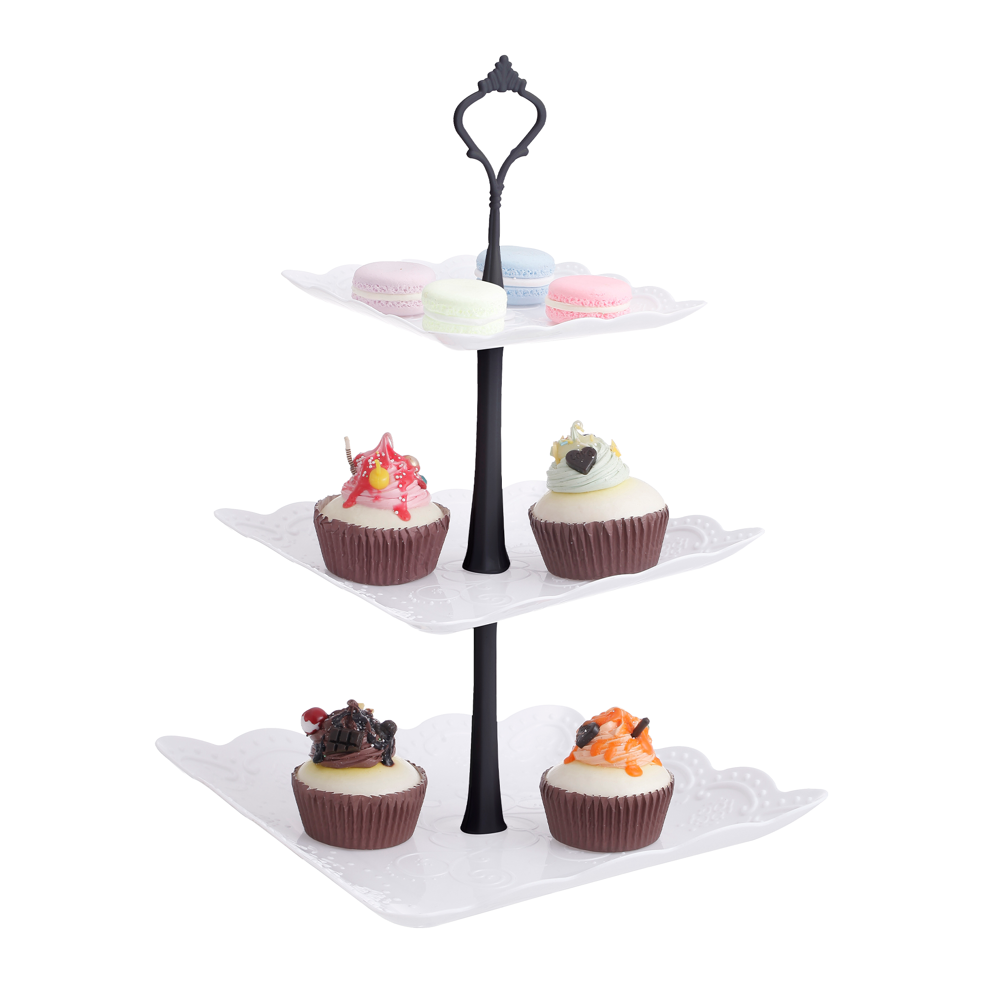 Présentoir à gâteaux 3 étages en plastique