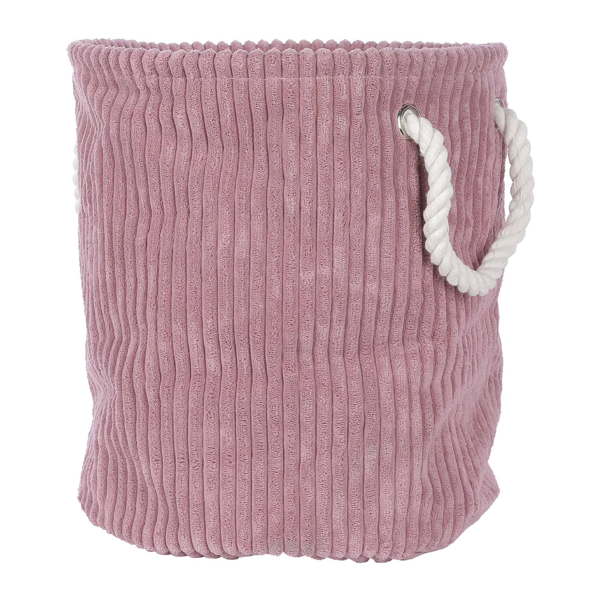 Panier rond en velours côtelé taille L - Rose