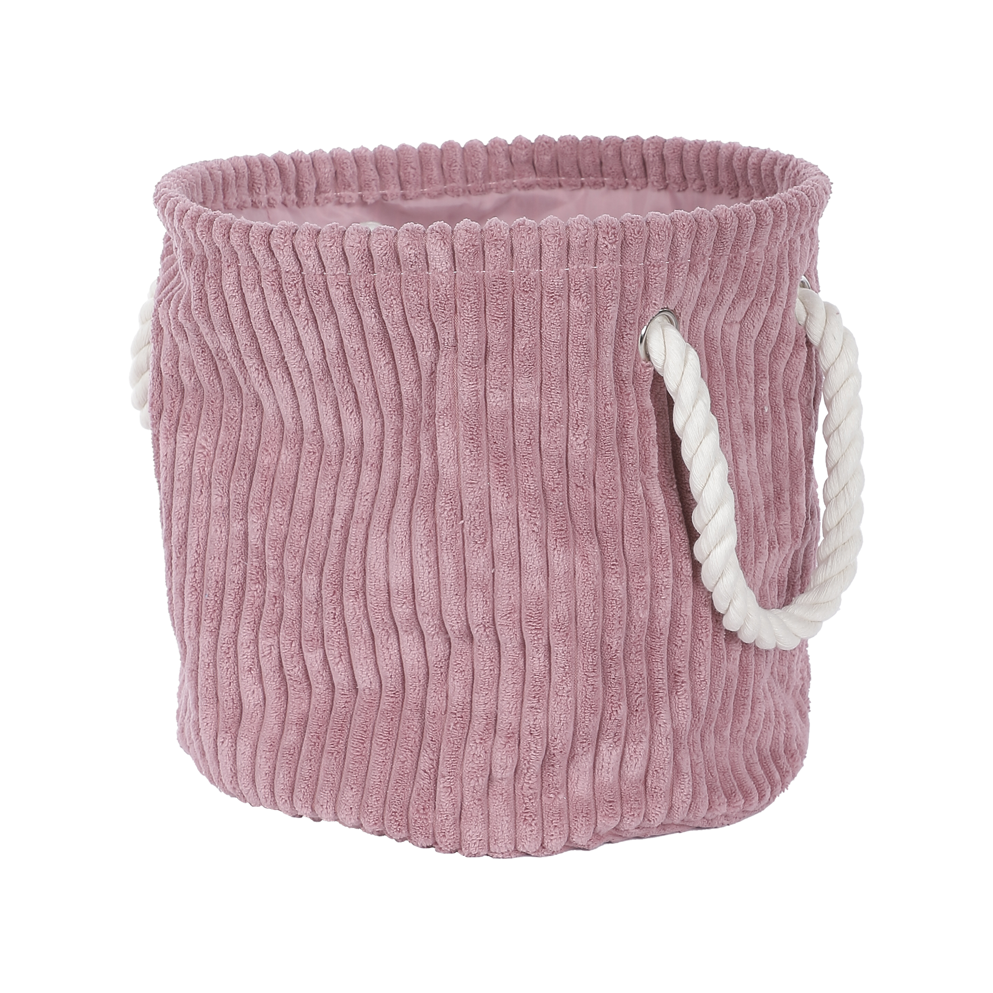 Panier rond en velours côtelé taille M - Blanc