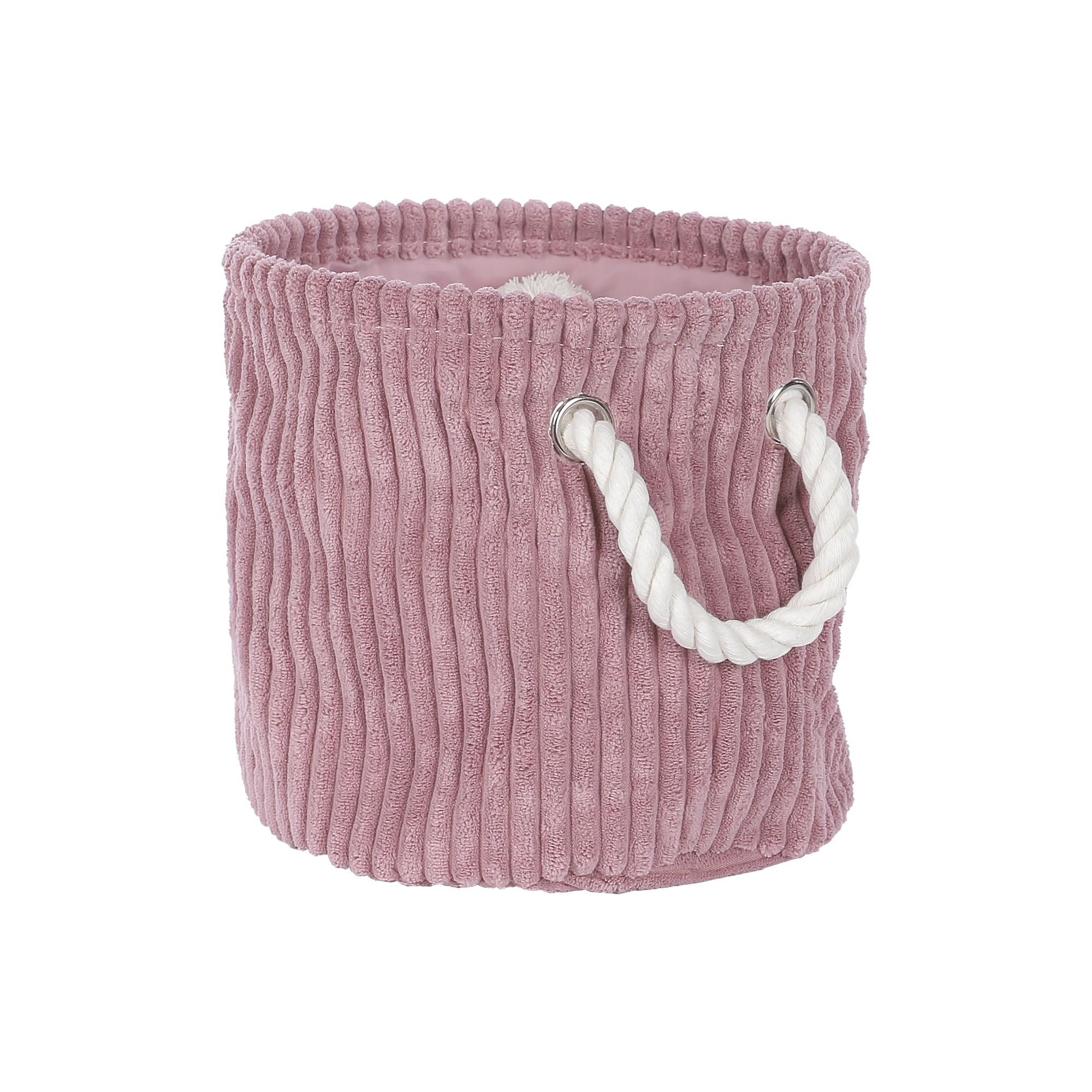 Panier rond en velours côtelé taille S - Blanc