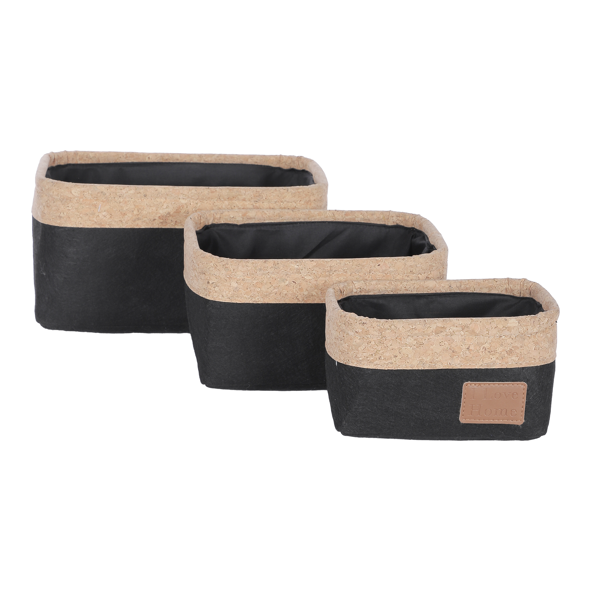 Lot de 3 paniers de rangement rectangulaires