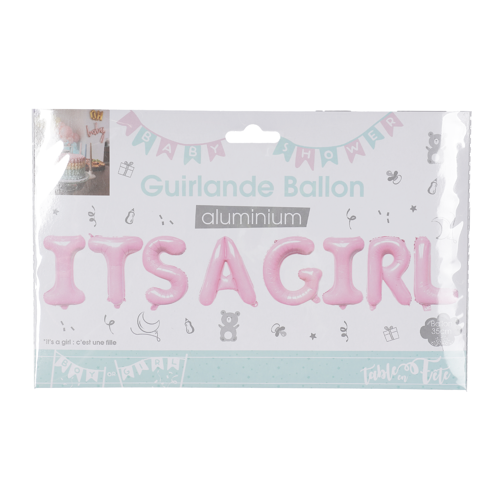 Guirlande ballon aluminium its a girl/boy  - Rose