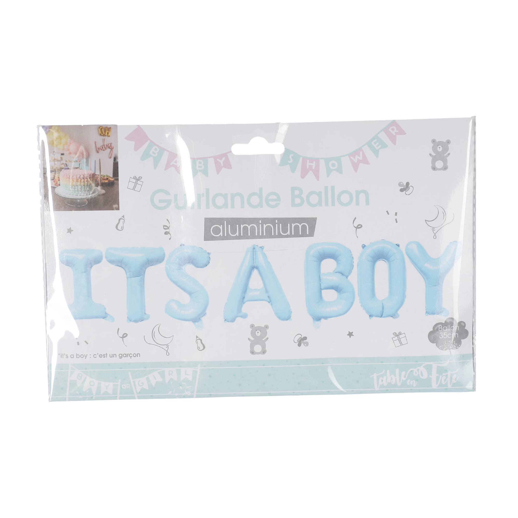 Guirlande ballon aluminium its a girl/boy  - Bleu
