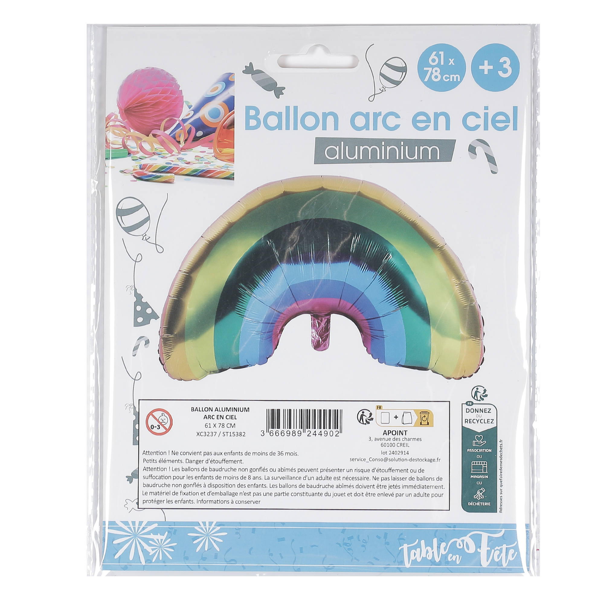Ballon aluminium arc en ciel
