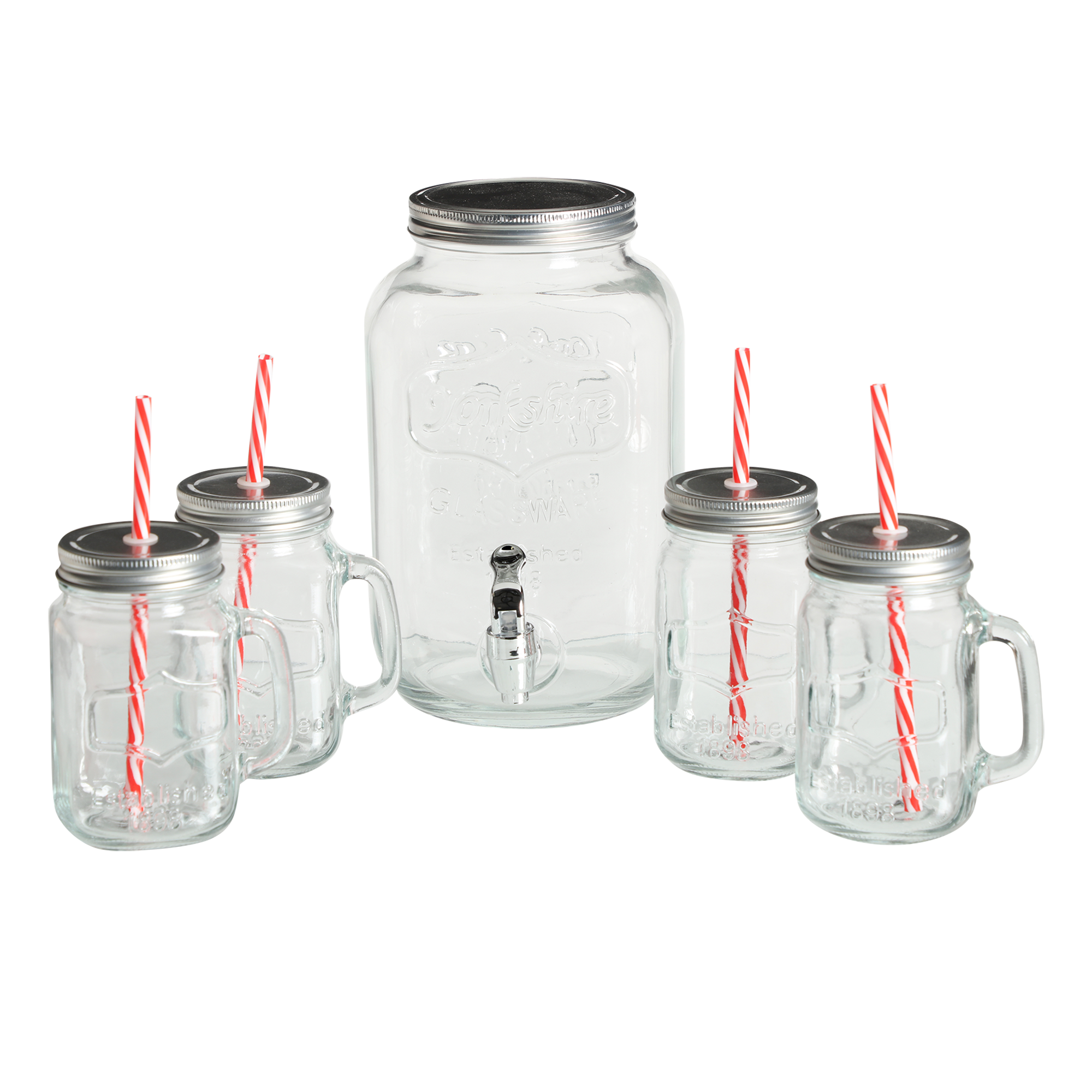 Distributeur de boisson + 4 jars en verre