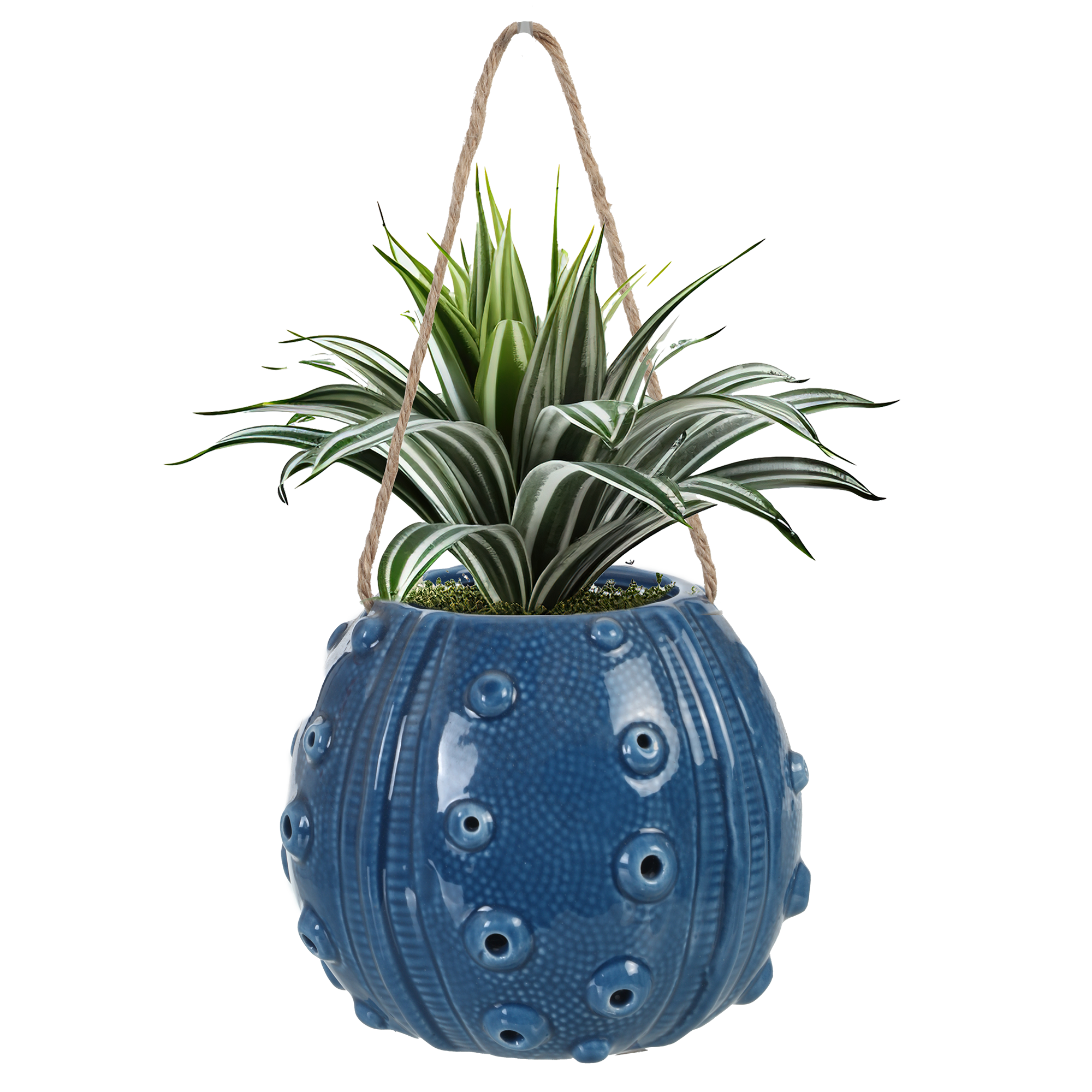 Pot style marin avec corde en jute - Bleu foncé
