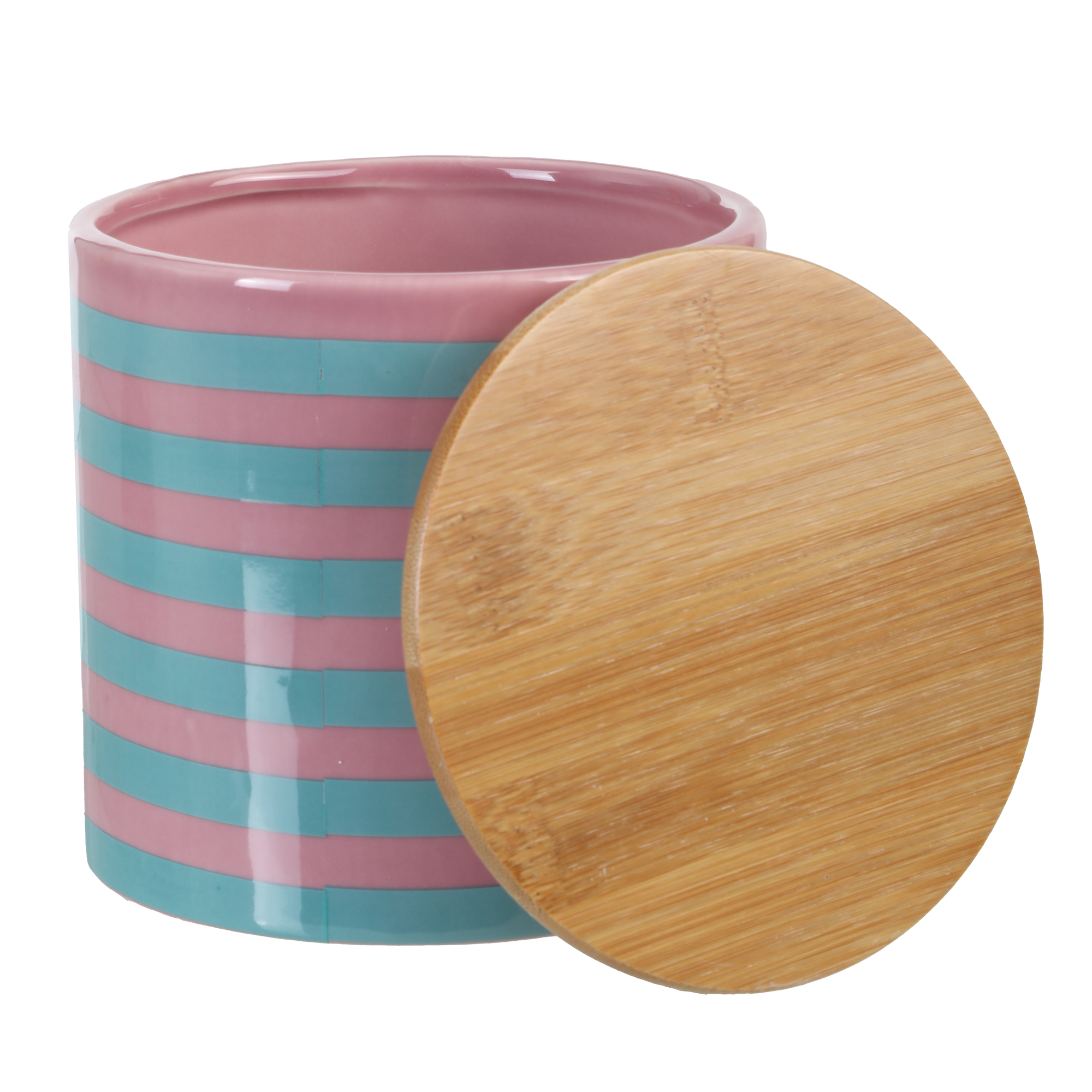Boite décorative couvercle en bambou - Rose