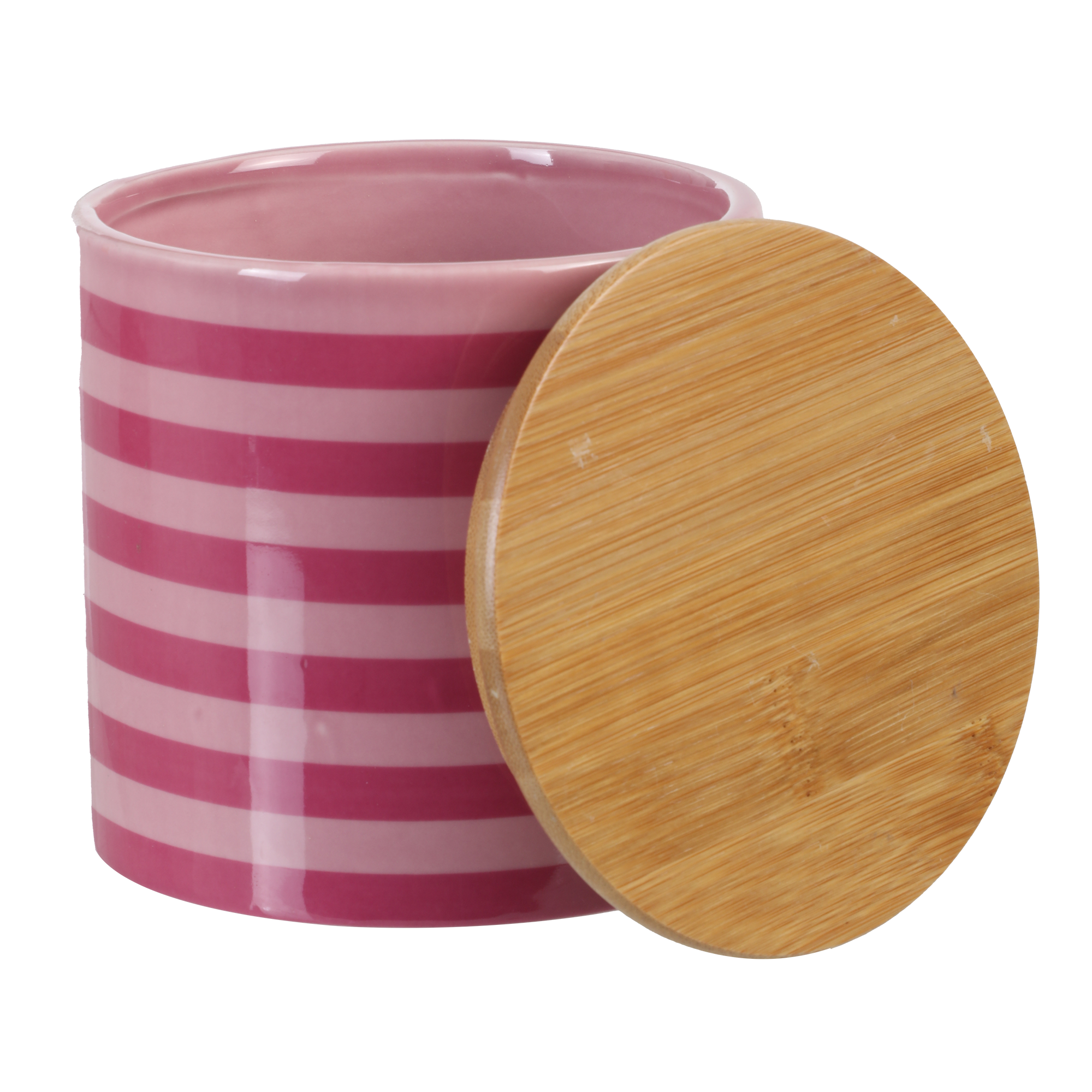 Boite décorative couvercle en bambou - Rose