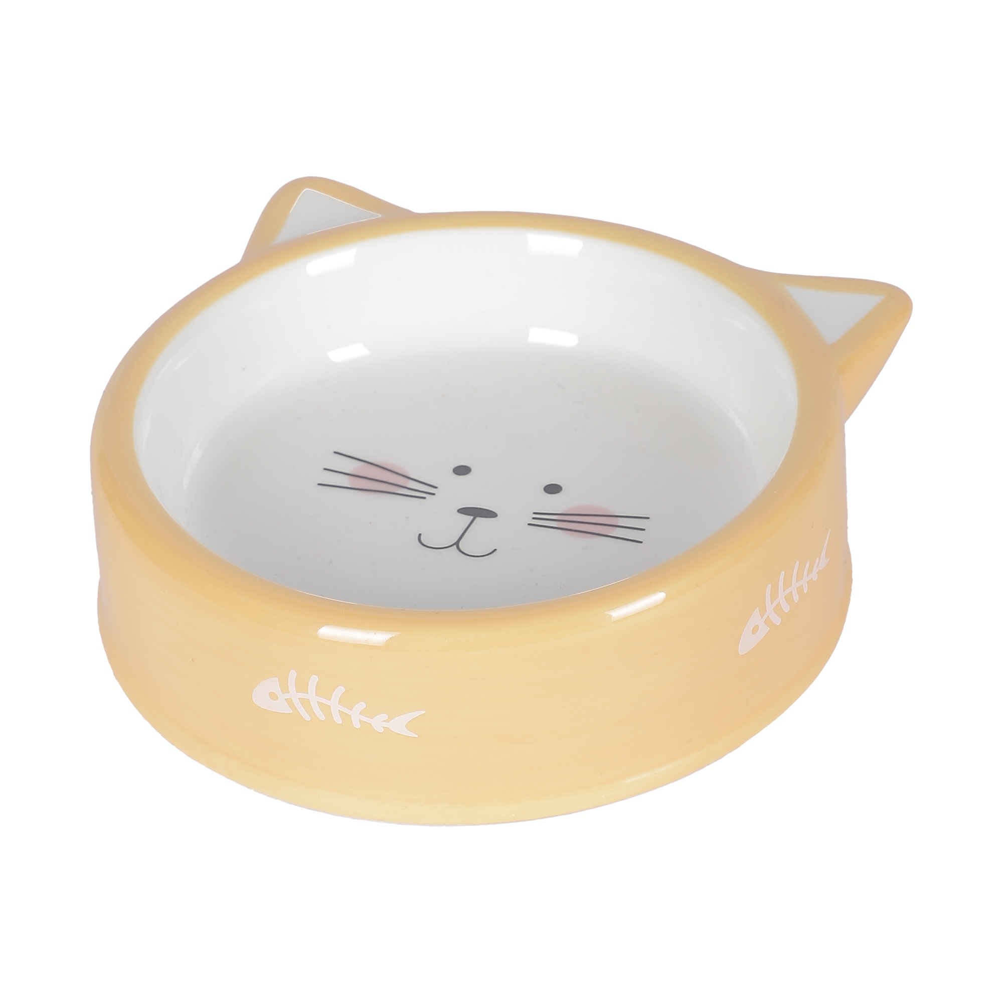 Gamelle pour chat en céramique  - Jaune