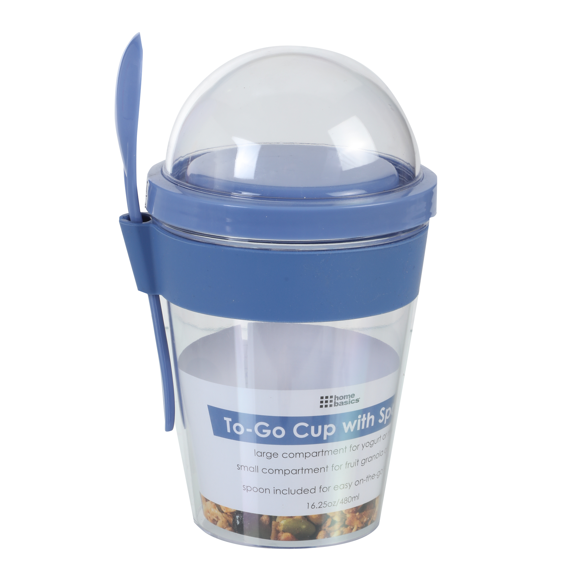 Gobelet transportable + compartiment + cuillère  - Gris