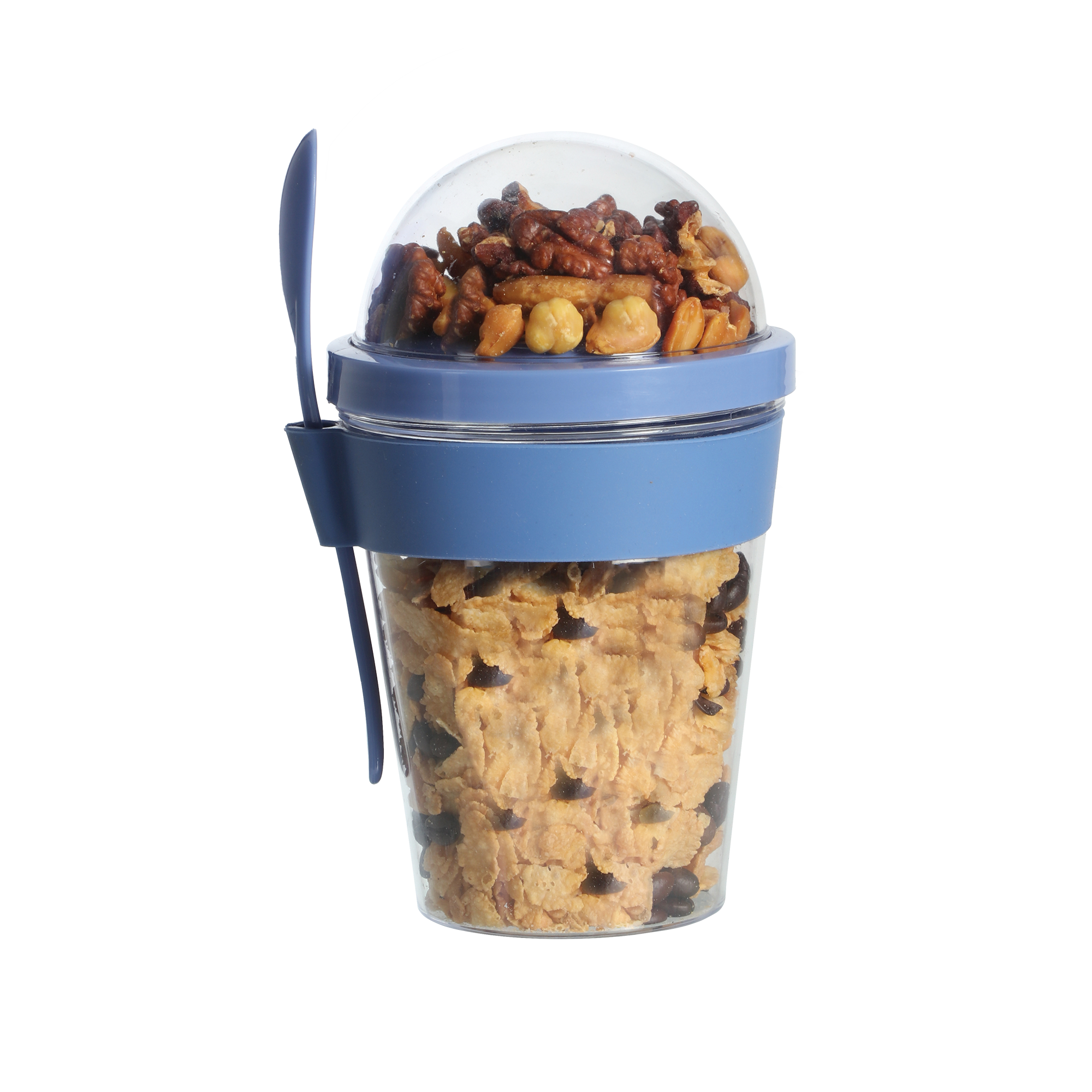 Gobelet transportable + compartiment + cuillère  - Gris