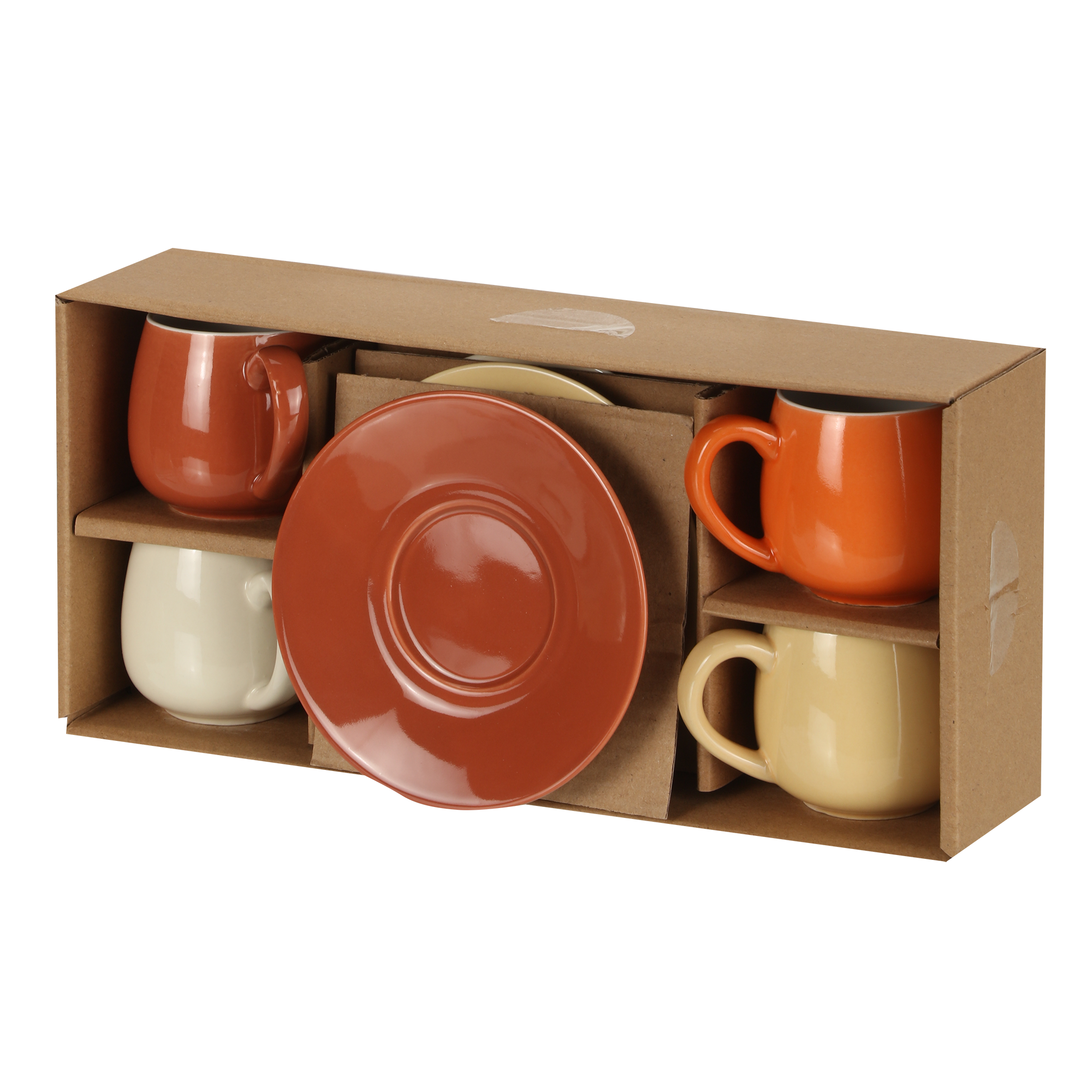 Set de 4 tasses + 4 sous tasses en porcelaine