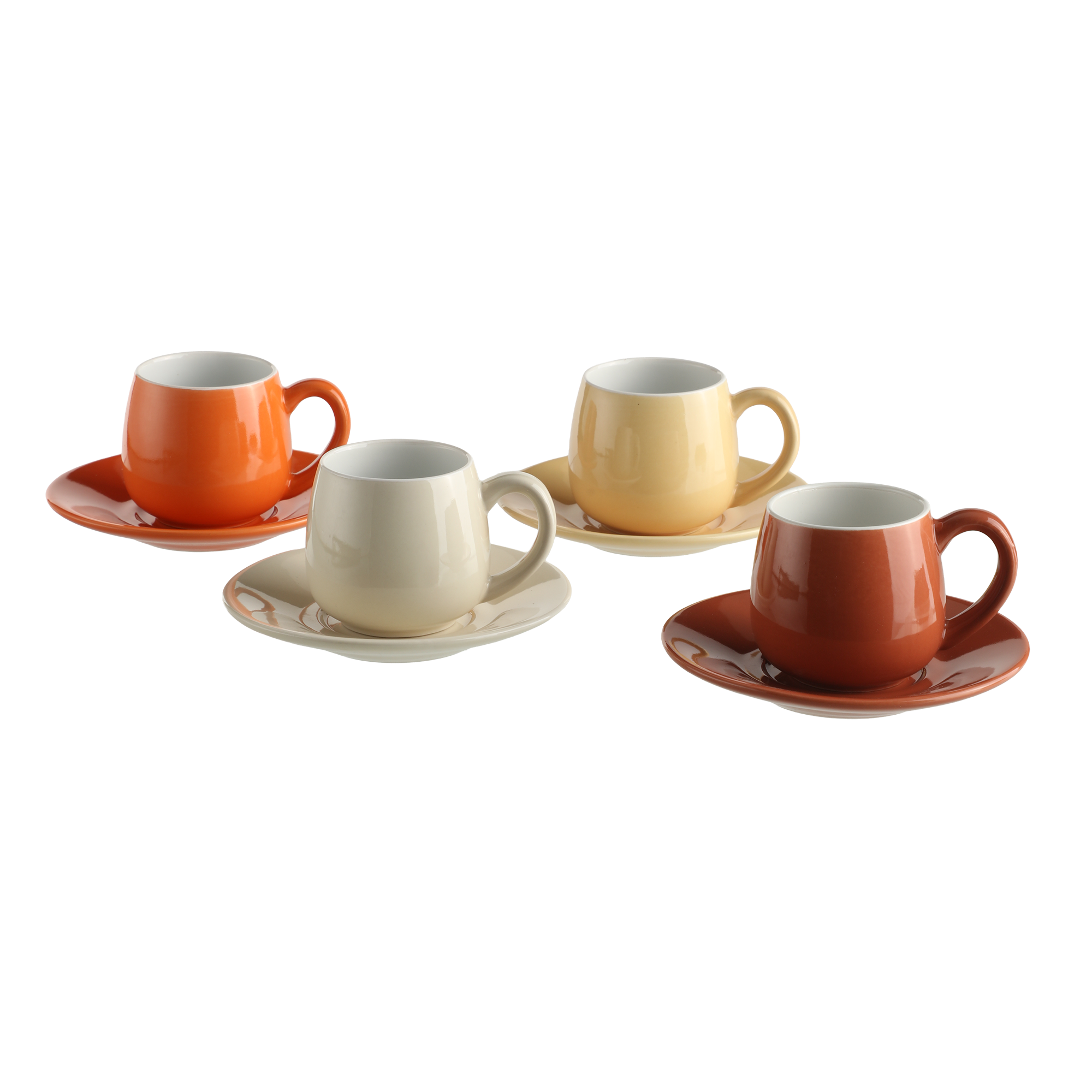 Set de 4 tasses + 4 sous tasses en porcelaine
